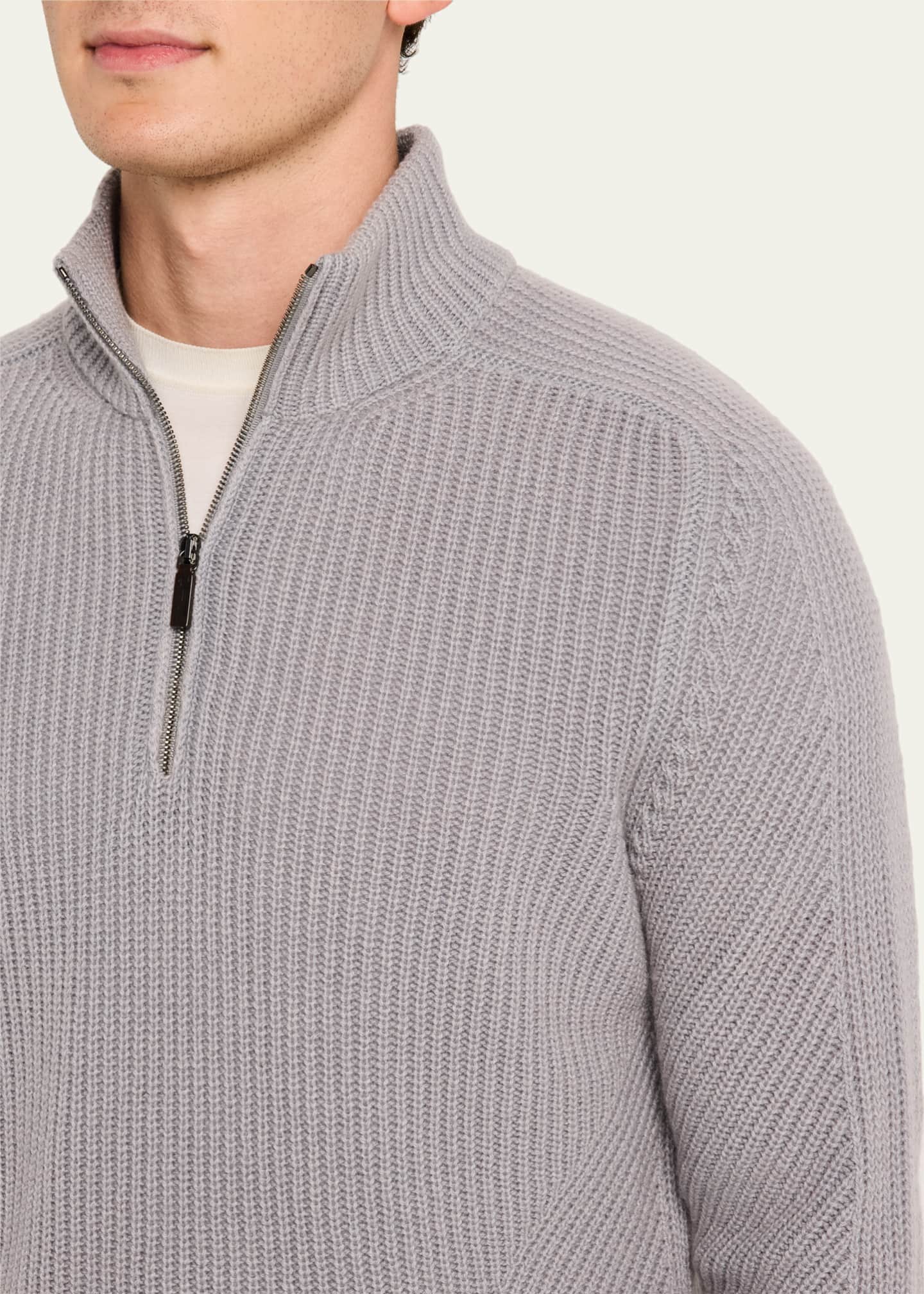 Iris Von Arnim Men's Redon Stonewashed Cashmere Half-Zip Sweater Image 5 of 5