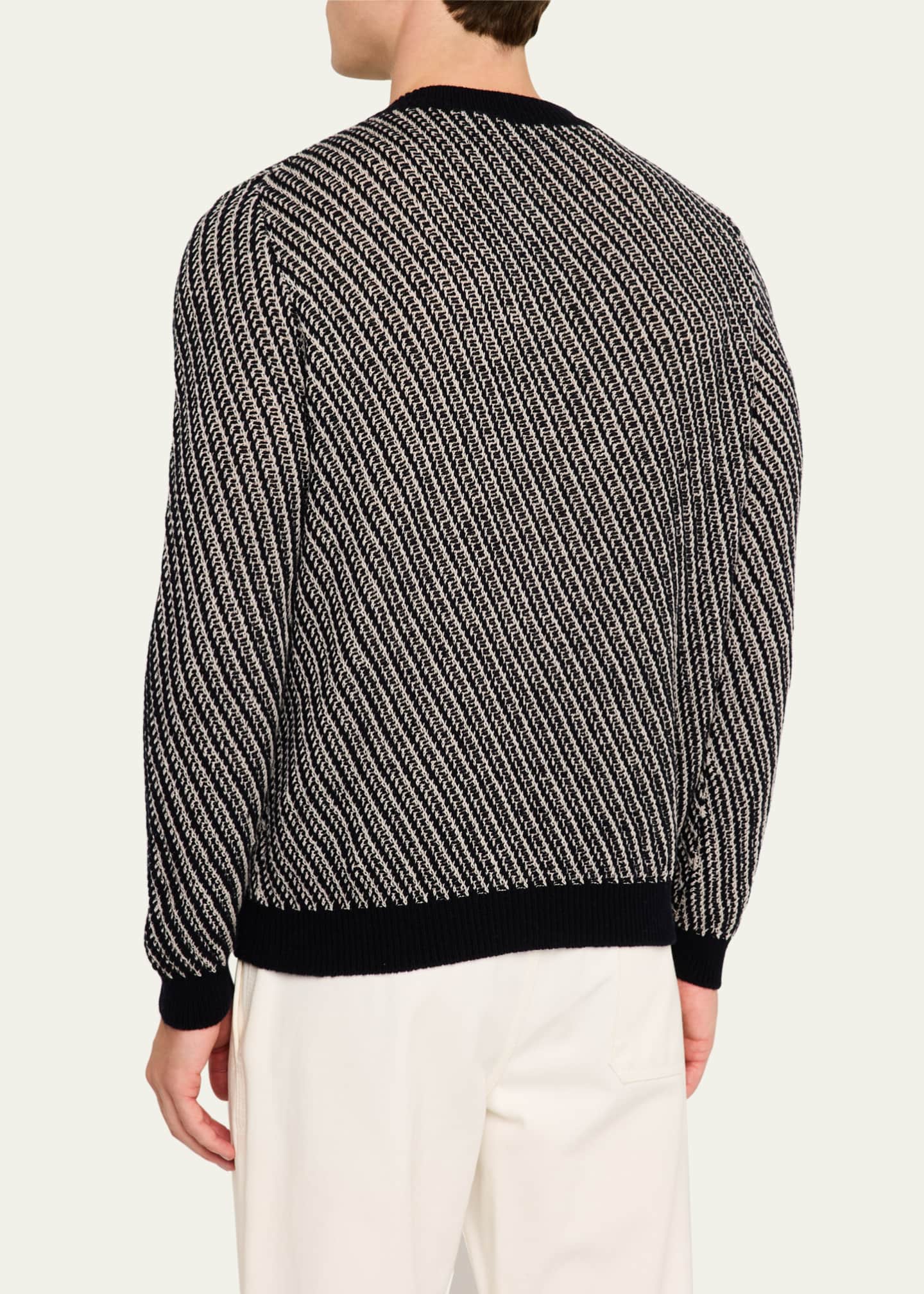 Iris Von Arnim Men's Deary Bicolor Cashmere Crewneck Sweater Image 3 of 5