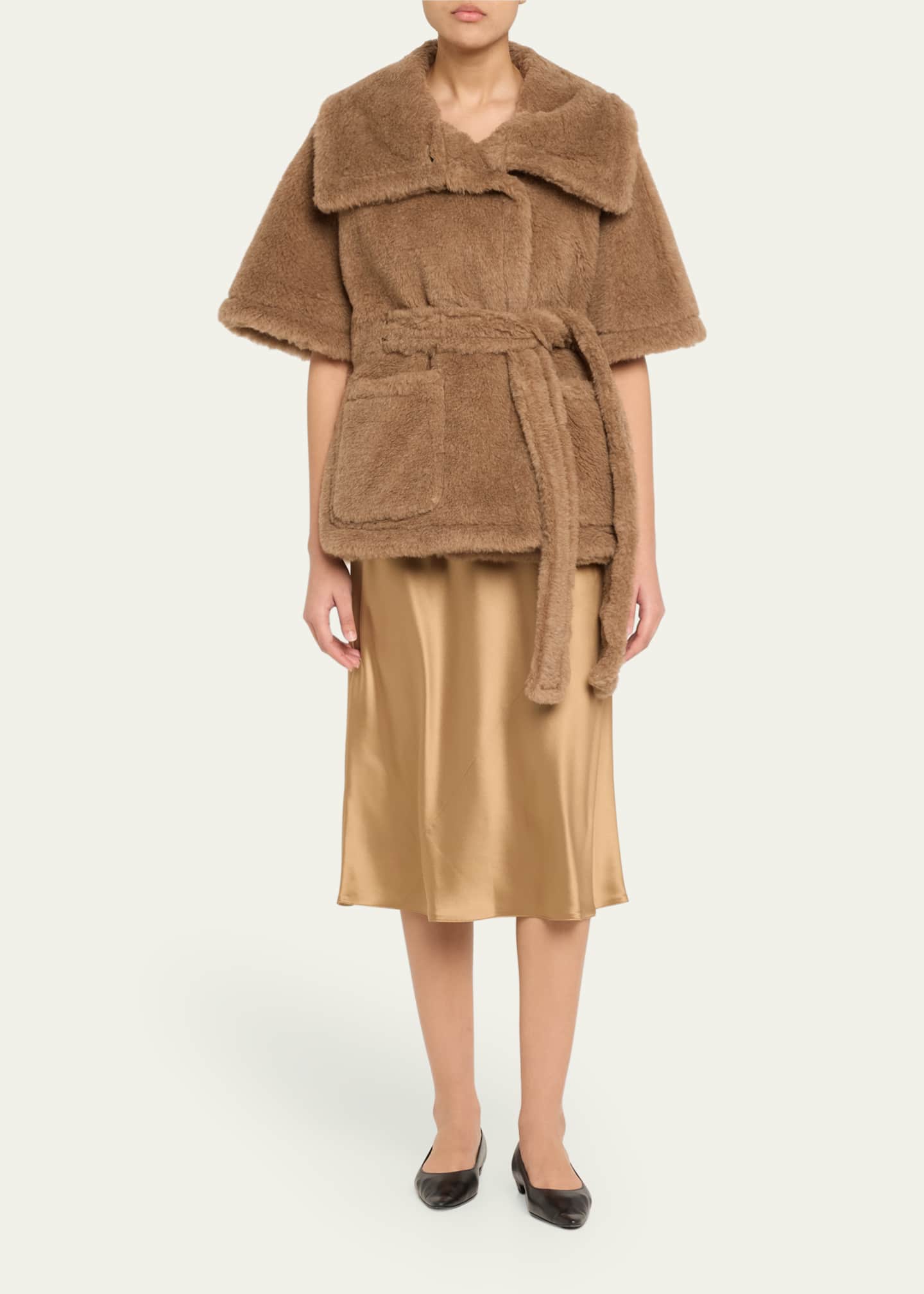 Max Mara Goat & Shearling Dyed Cape Image 2 of 5