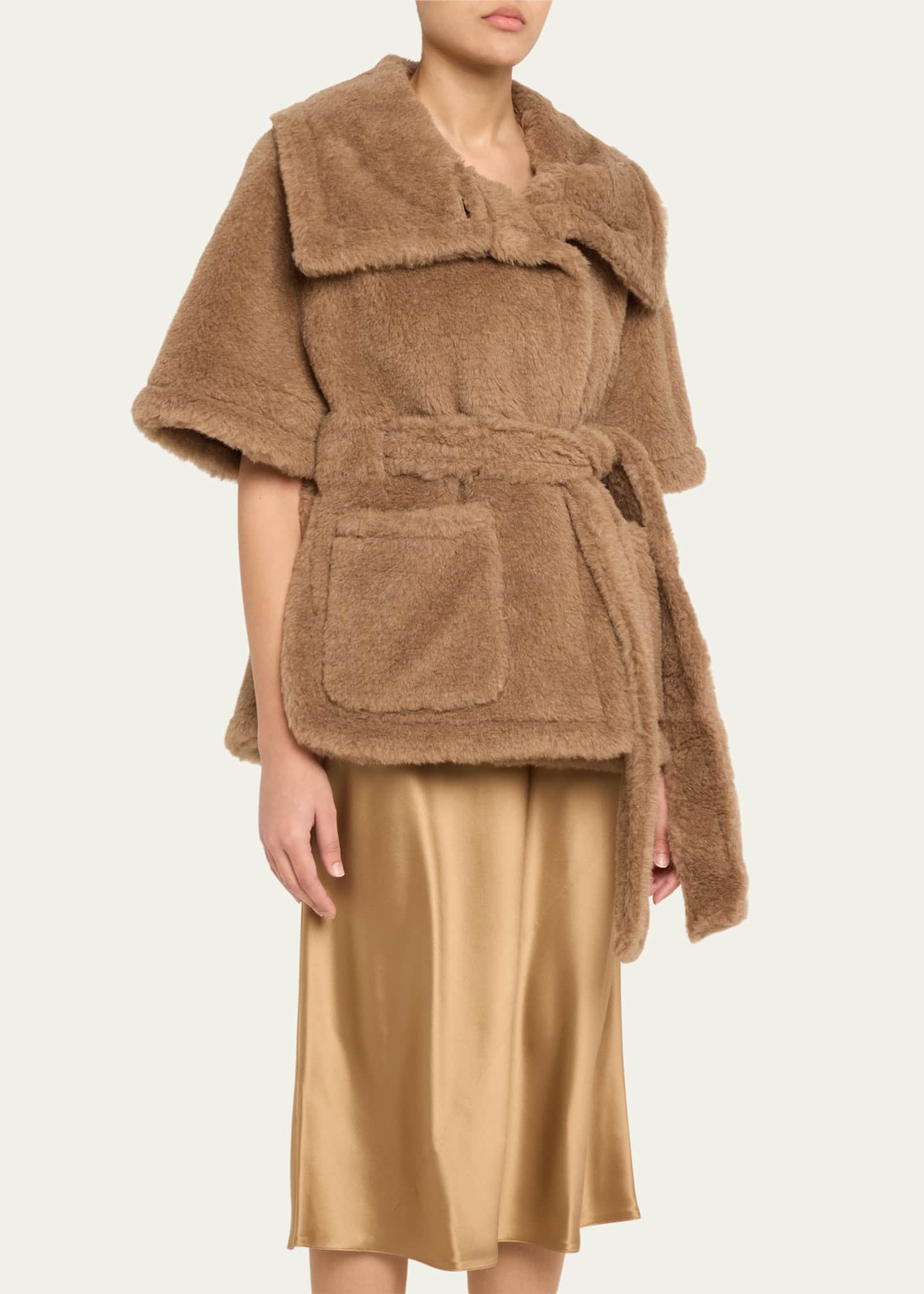 Max Mara Goat & Shearling Dyed Cape Image 4 of 5