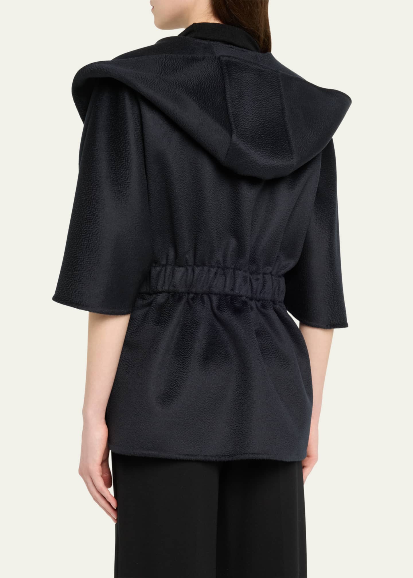 Max Mara Hooded Cashmere Cape with Belt Image 3 of 5