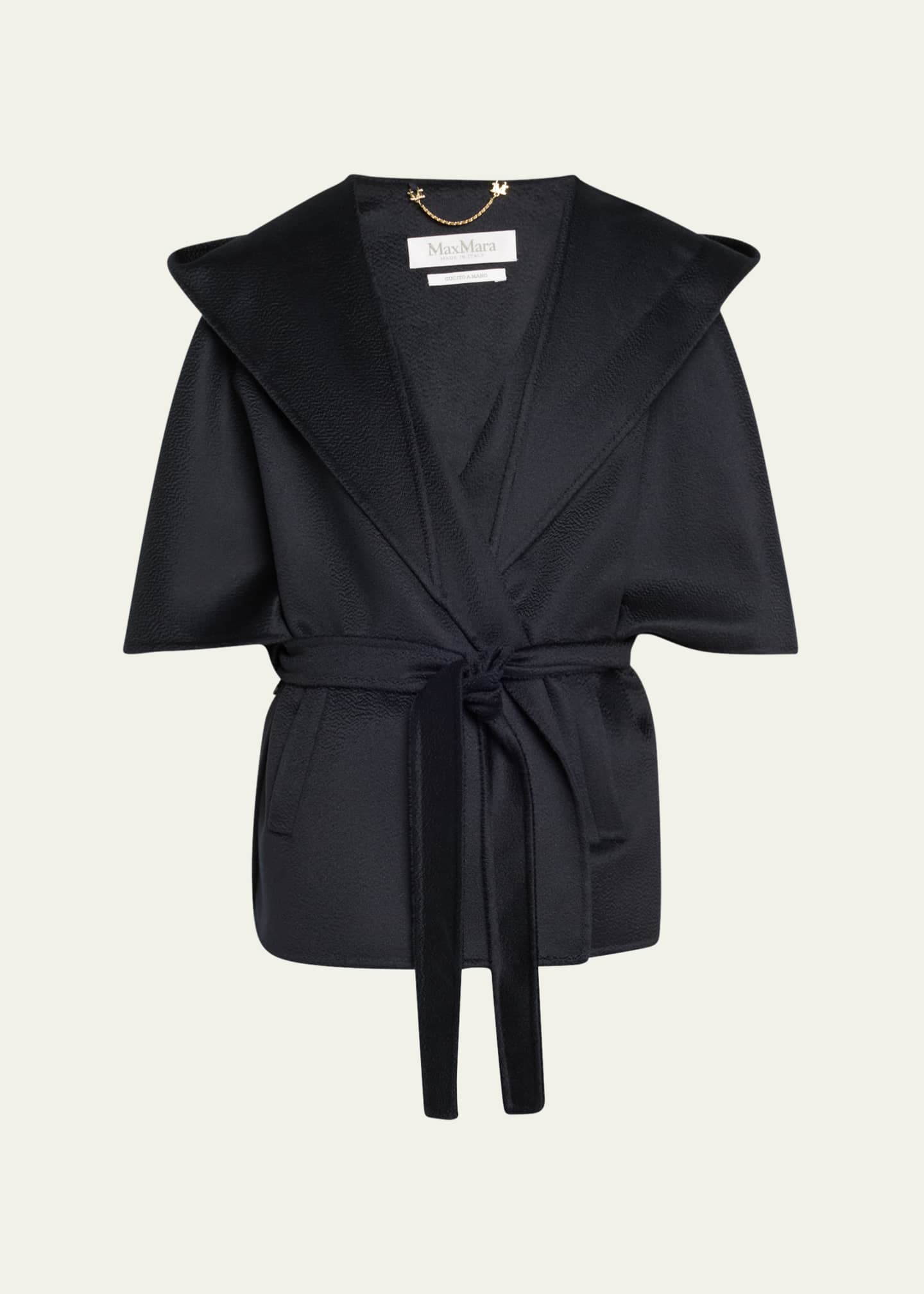 Max Mara Hooded Cashmere Cape with Belt Image 1 of 5