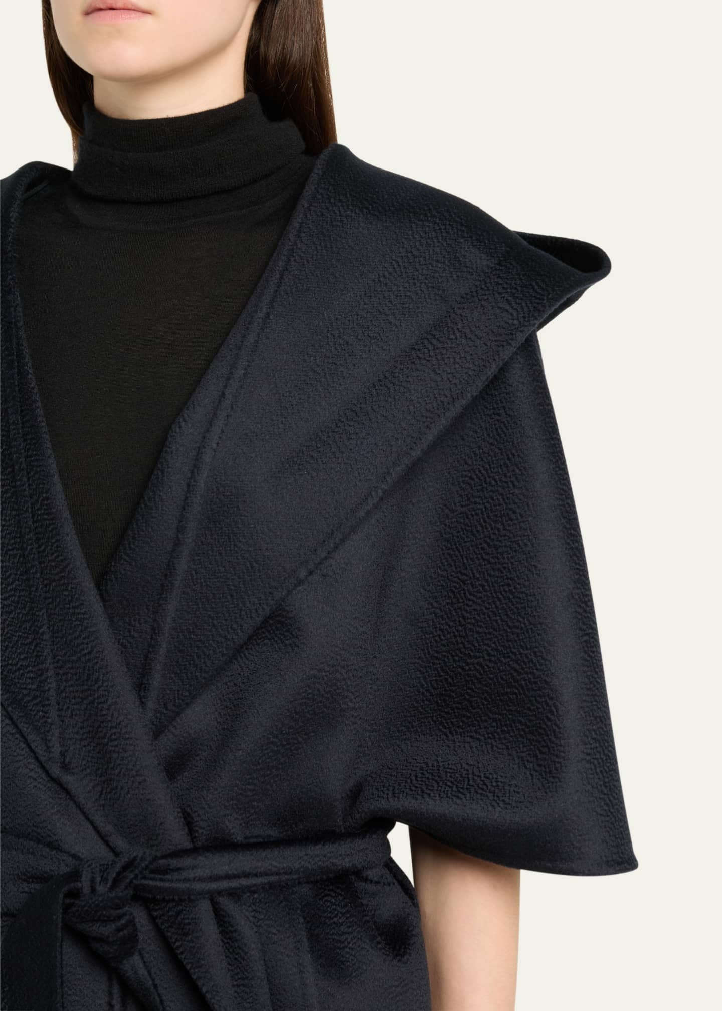 Max Mara Hooded Cashmere Cape with Belt Image 5 of 5