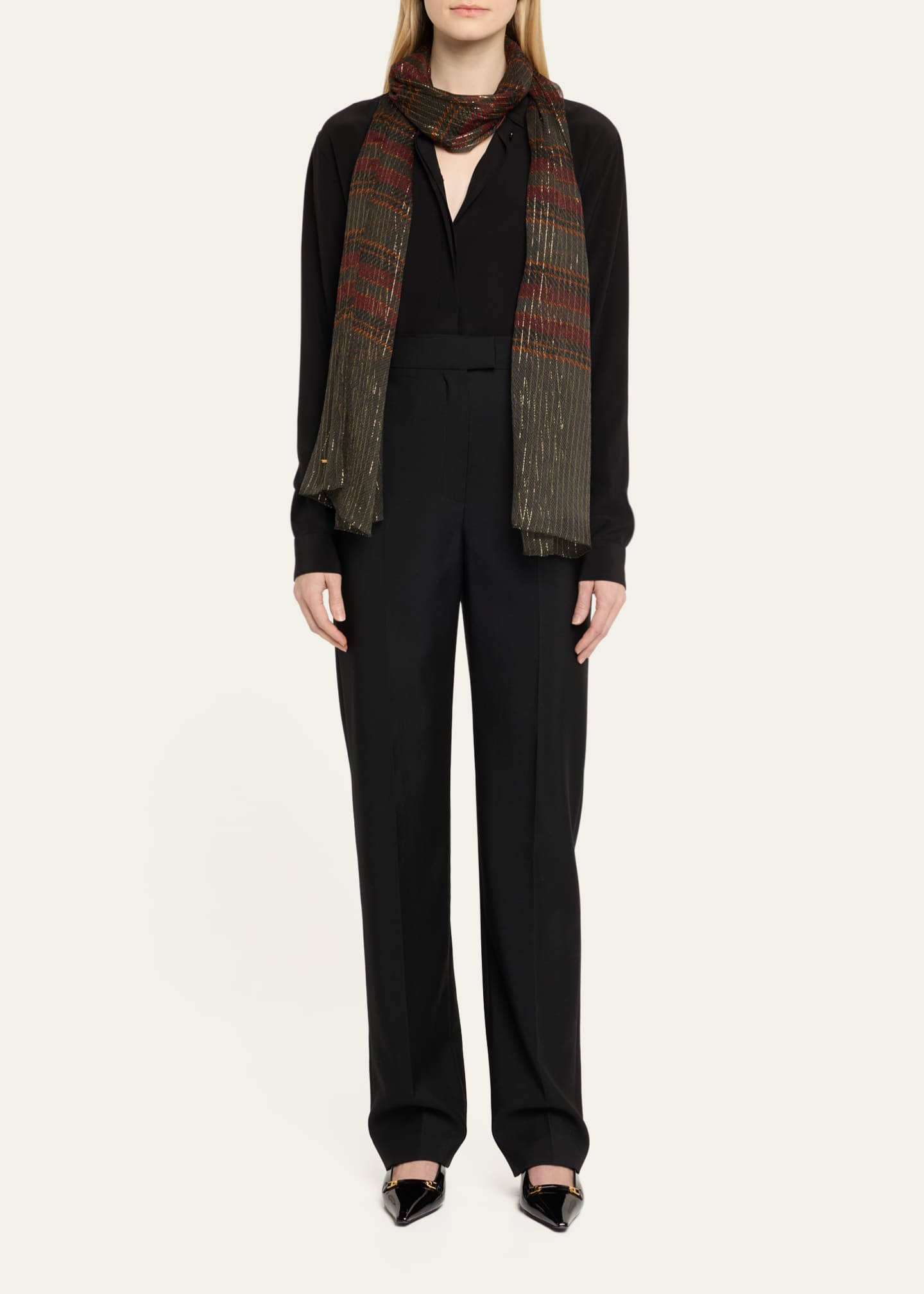 Saint Laurent Gipsy Stripes Silk Scarf Image 2 of 3