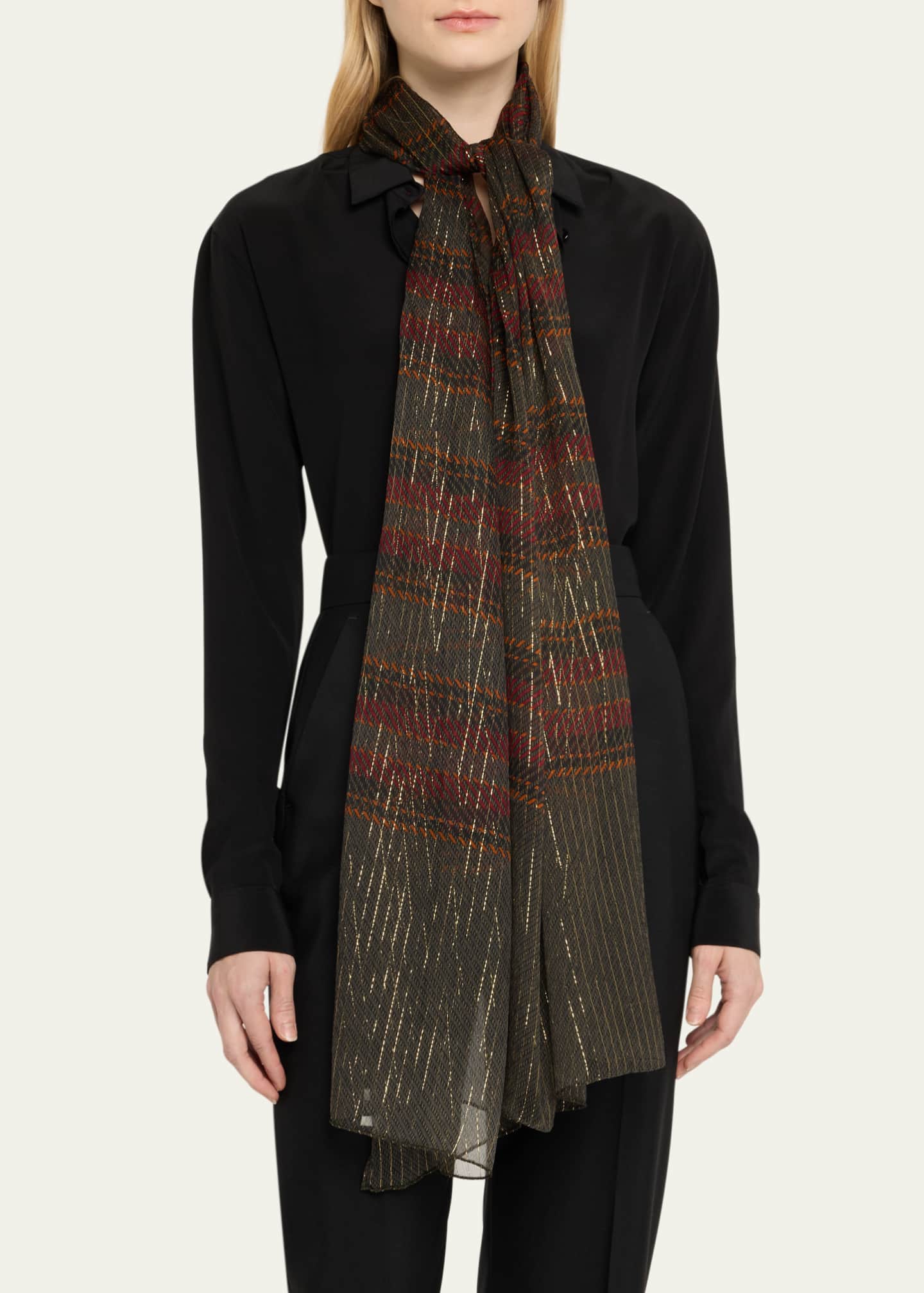 Saint Laurent Gipsy Stripes Silk Scarf Image 3 of 3
