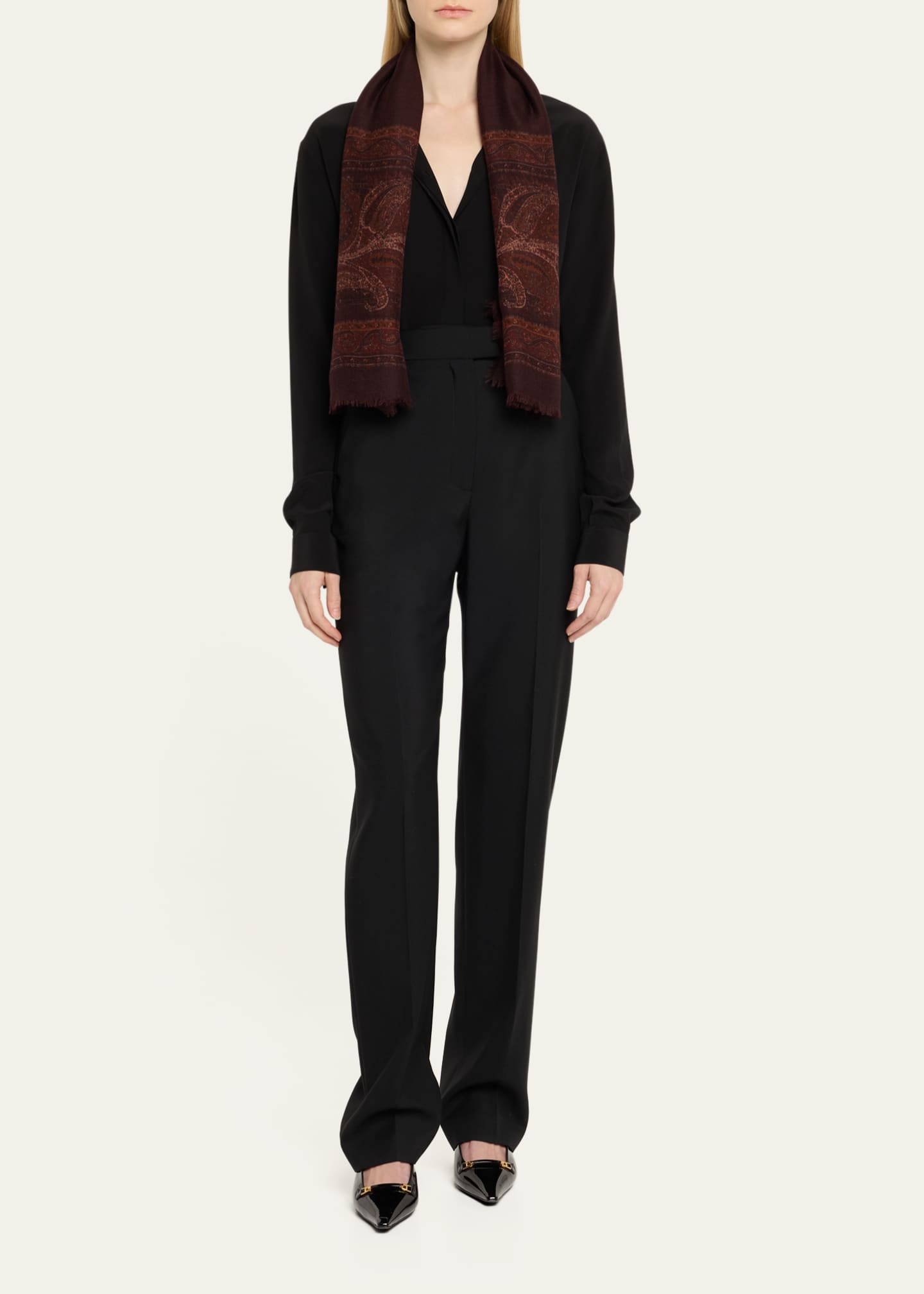 Saint Laurent Geometric Paisley Cashmere Scarf - Bergdorf Goodman