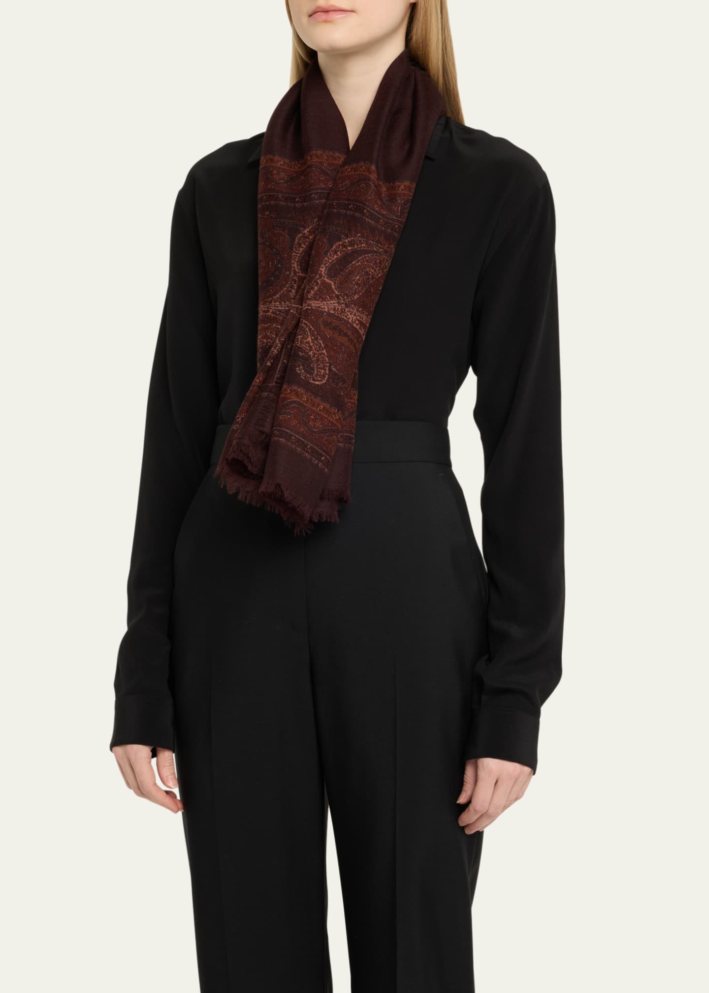 Saint Laurent Geometric Paisley Cashmere Scarf - Bergdorf Goodman