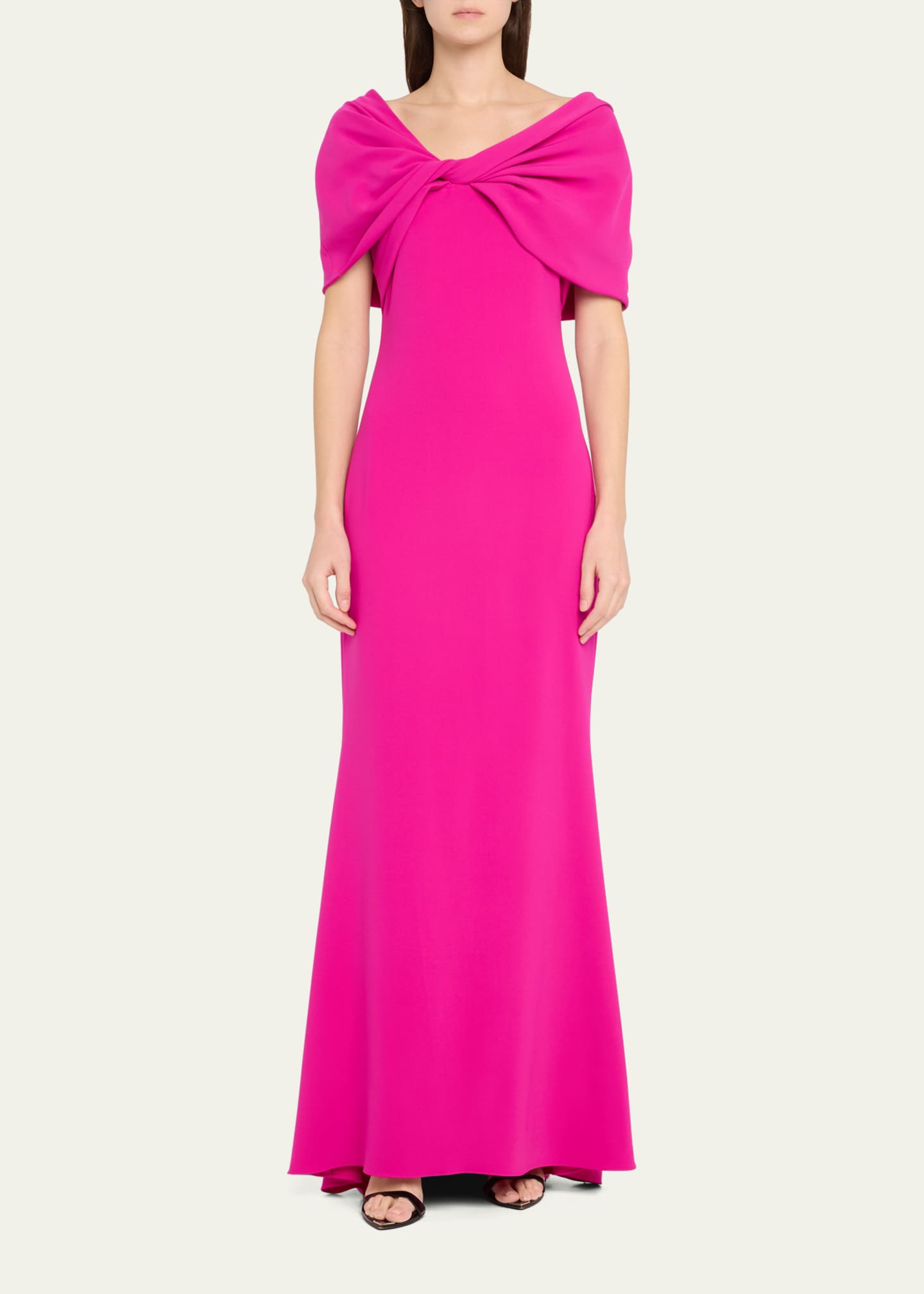 Badgley Mischka Collection Twist-Front Trumpet Gown Image 2 of 5