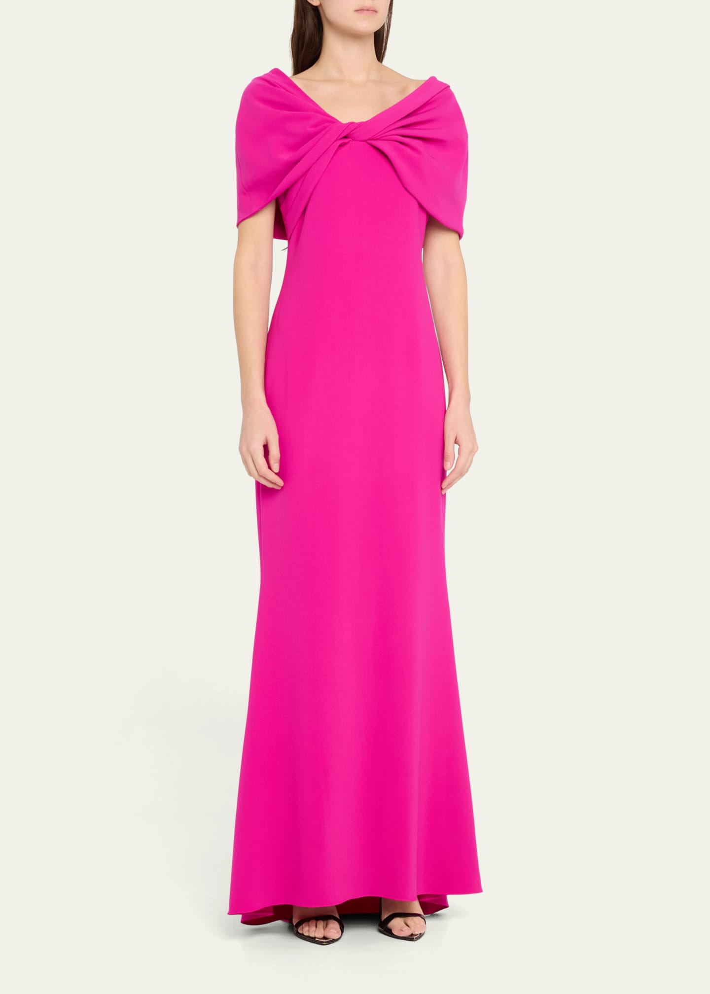 Badgley Mischka Collection Twist-Front Trumpet Gown Image 4 of 5