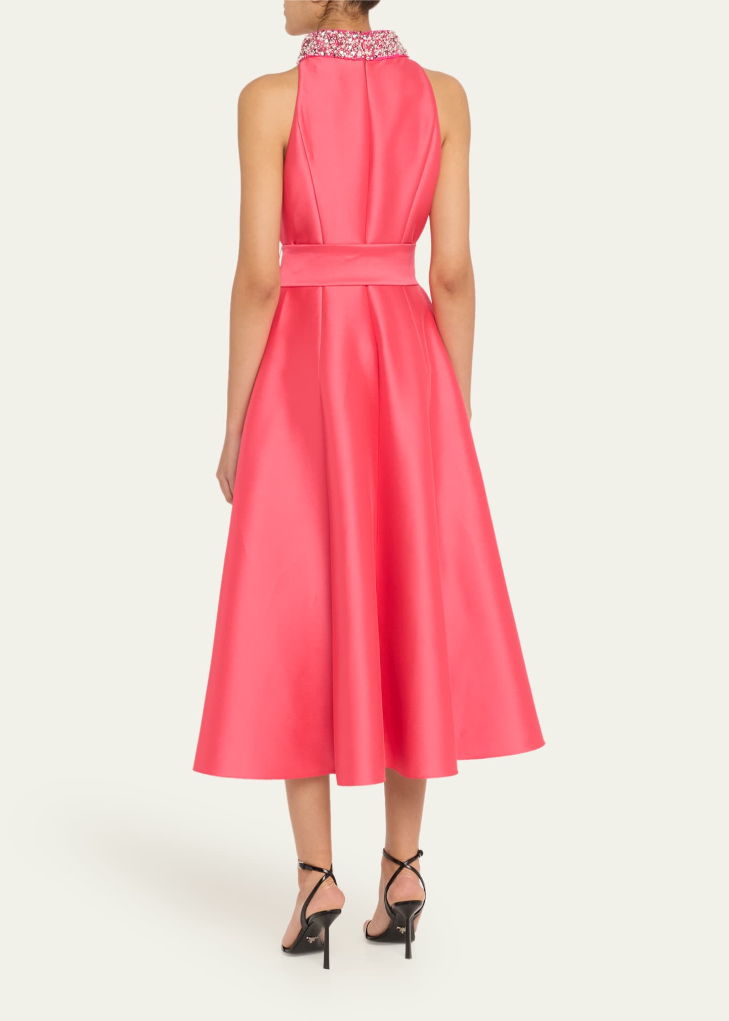 Badgley Mischka Bead-Embellished Halter Midi Dress - Bergdorf Goodman
