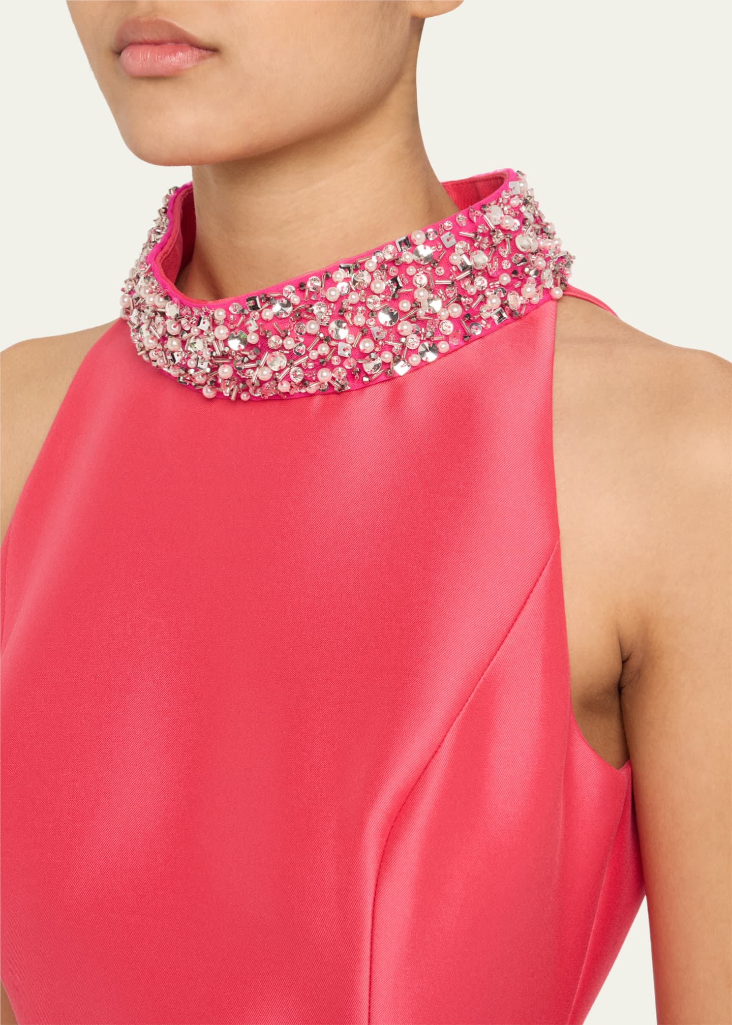 Badgley Mischka Bead-Embellished Halter Midi Dress - Bergdorf Goodman