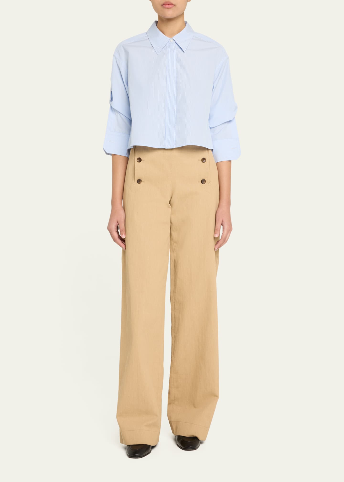 A.L.C. Maude High-Low Striped Cotton Shirt Image 2 of 5