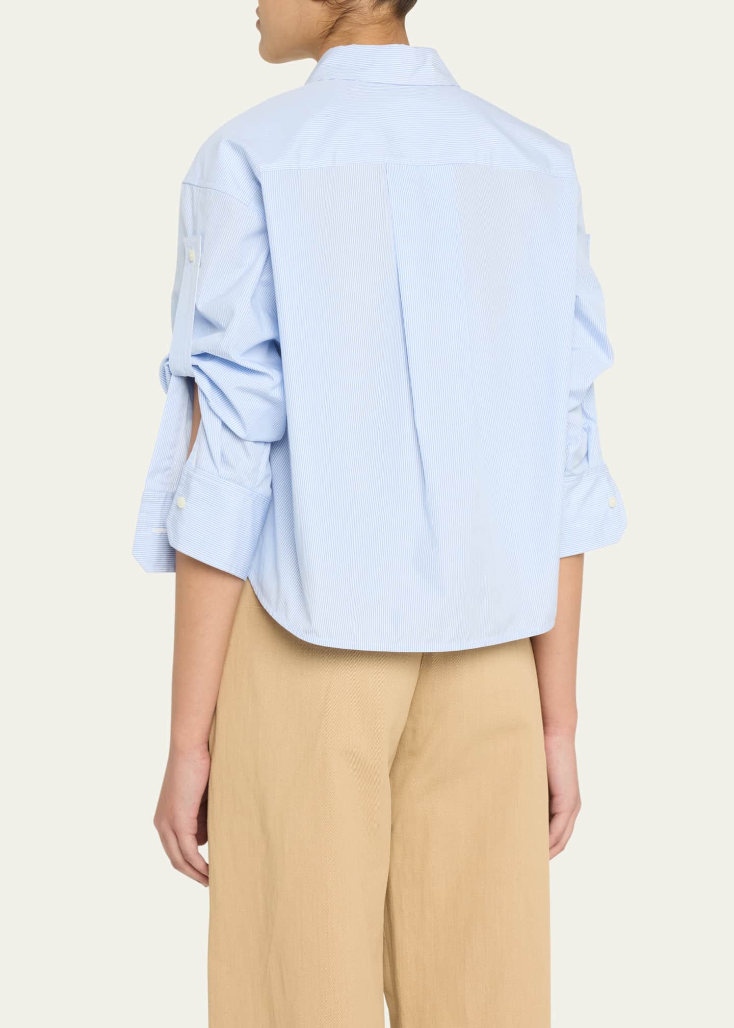 A.L.C. Maude High-Low Striped Cotton Shirt Image 3 of 5