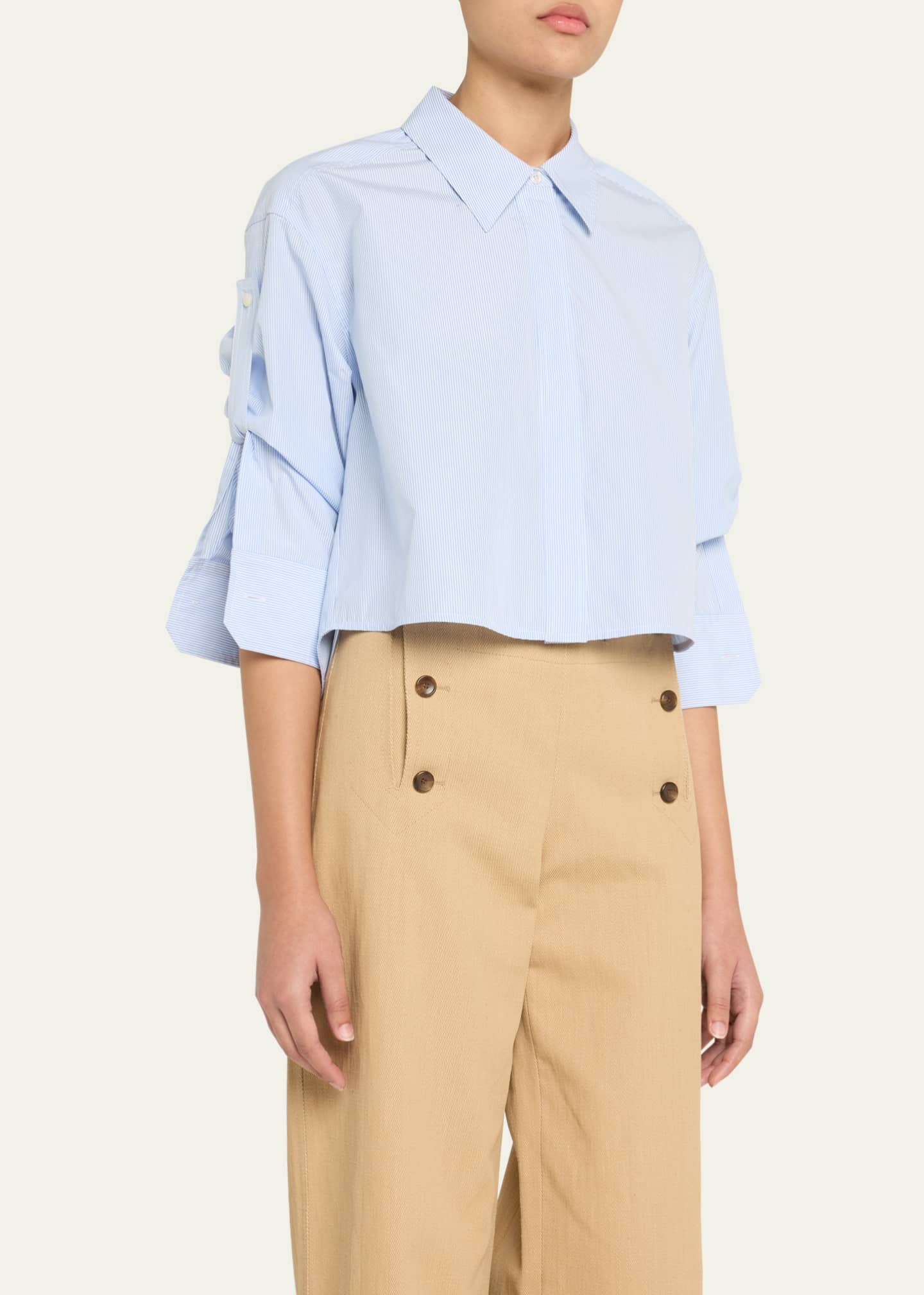 A.L.C. Maude High-Low Striped Cotton Shirt Image 4 of 5