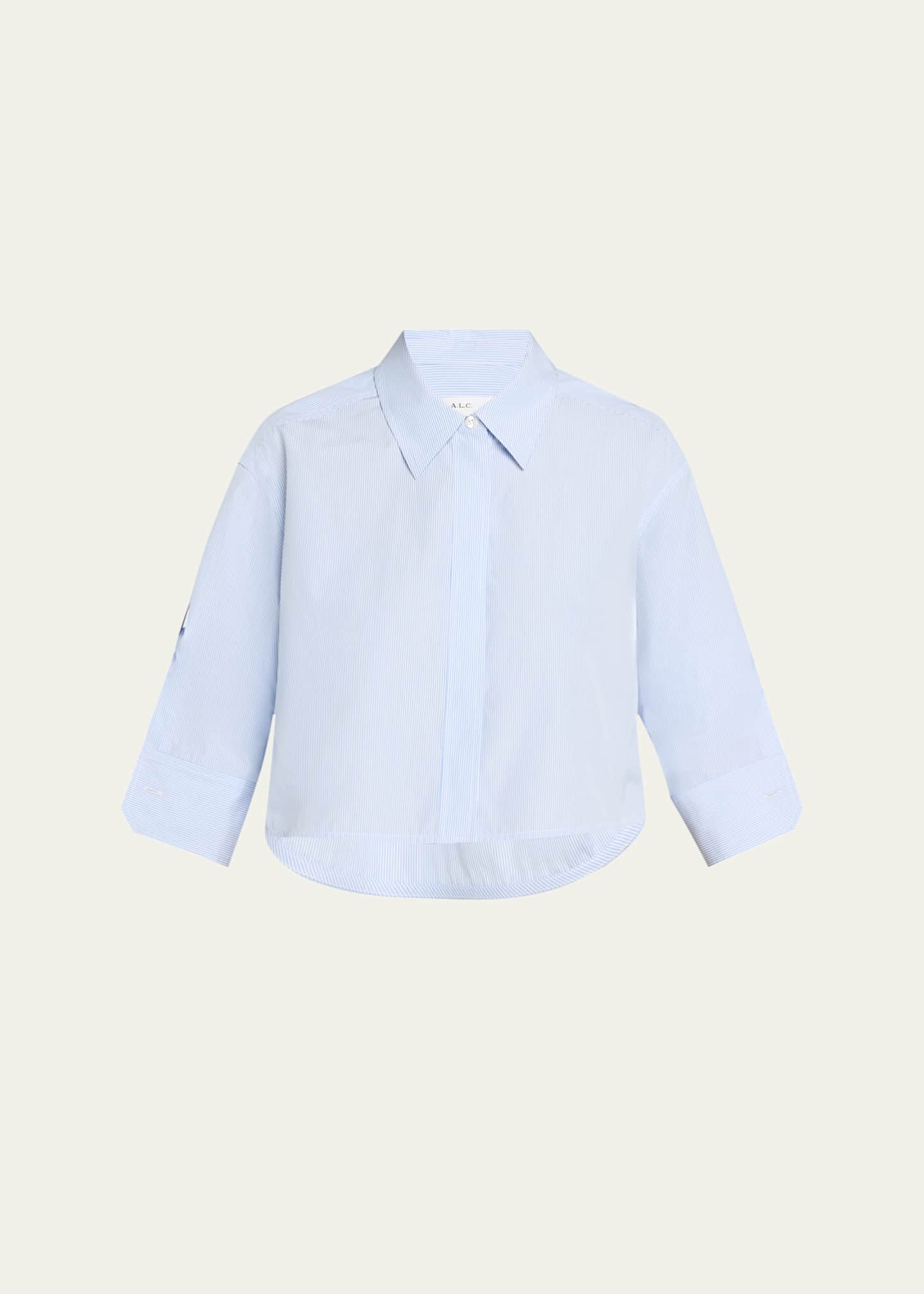 A.L.C. Maude High-Low Striped Cotton Shirt Image 1 of 5