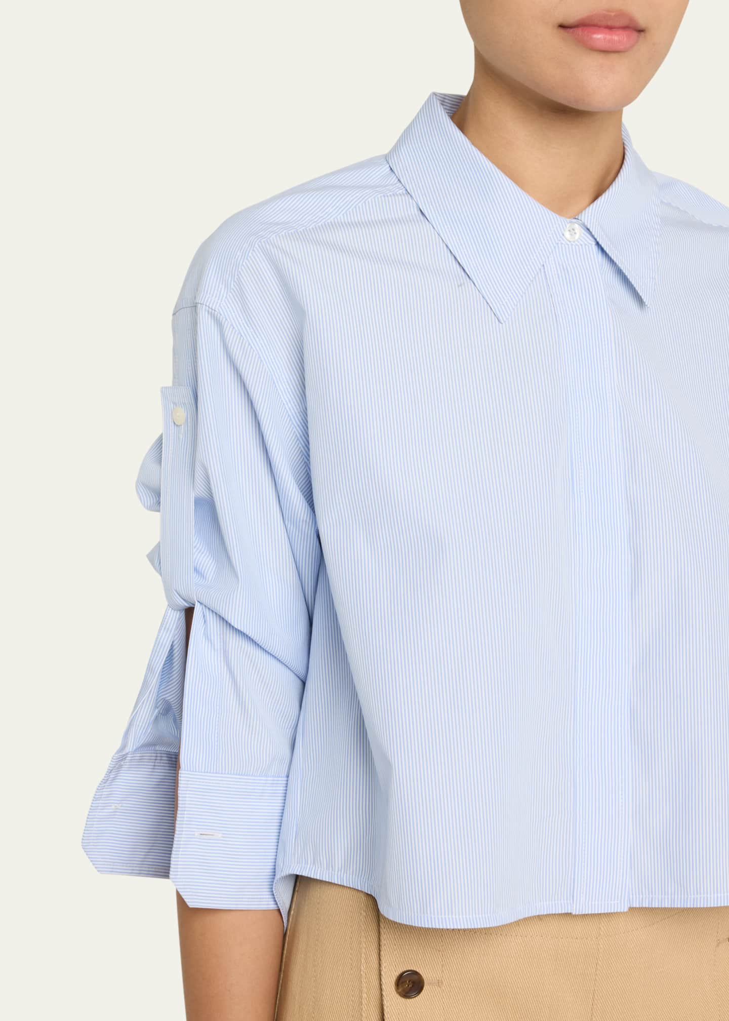 A.L.C. Maude High-Low Striped Cotton Shirt Image 5 of 5