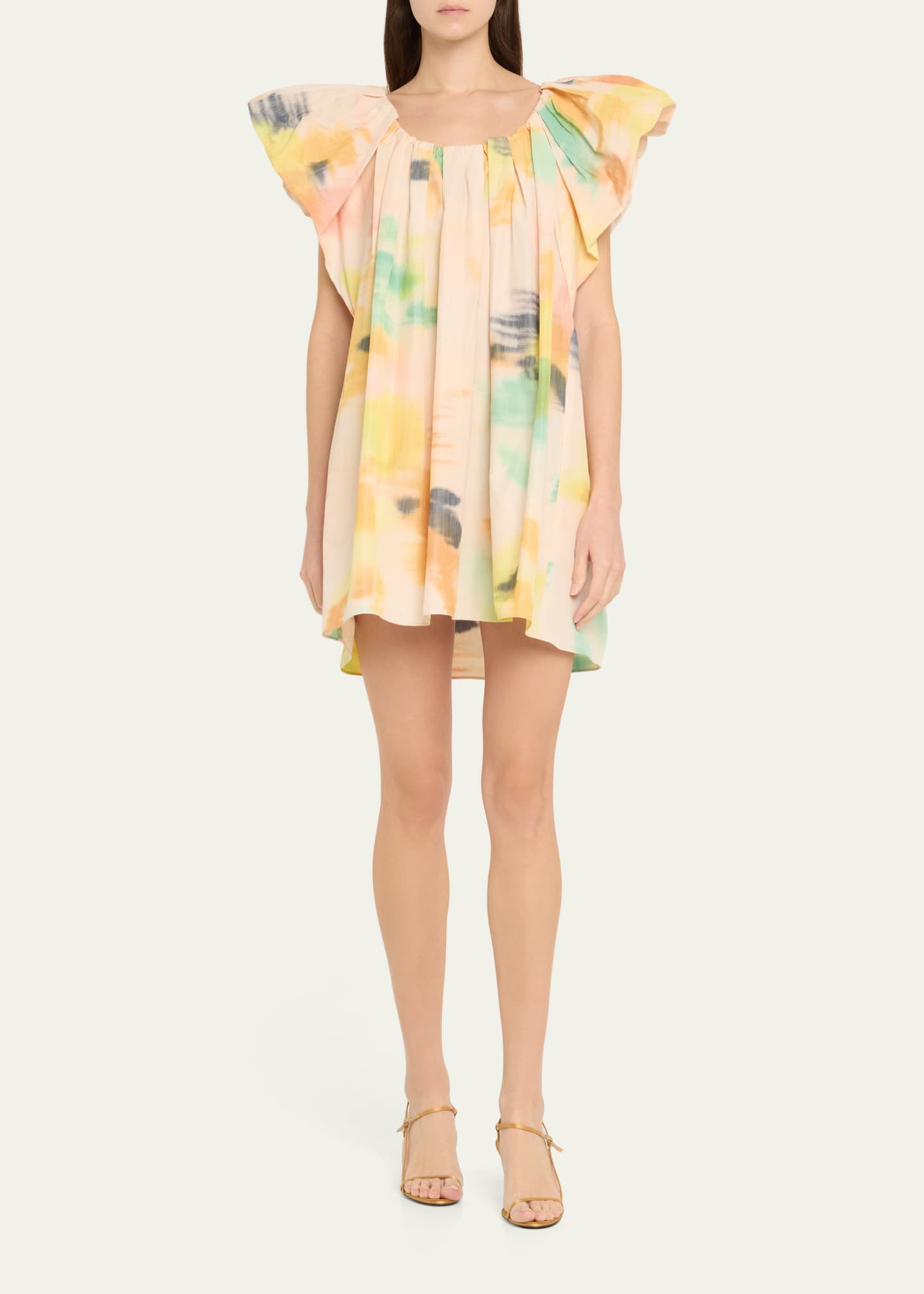 A.L.C. Abi Pleated Puff-Sleeve Mini Dress Image 2 of 5