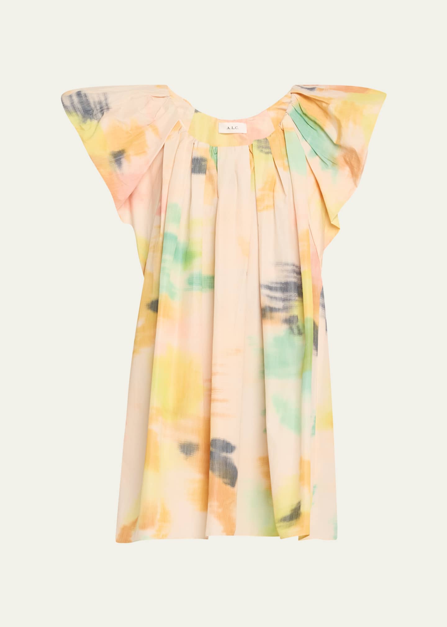A.L.C. Abi Pleated Puff-Sleeve Mini Dress Image 1 of 5
