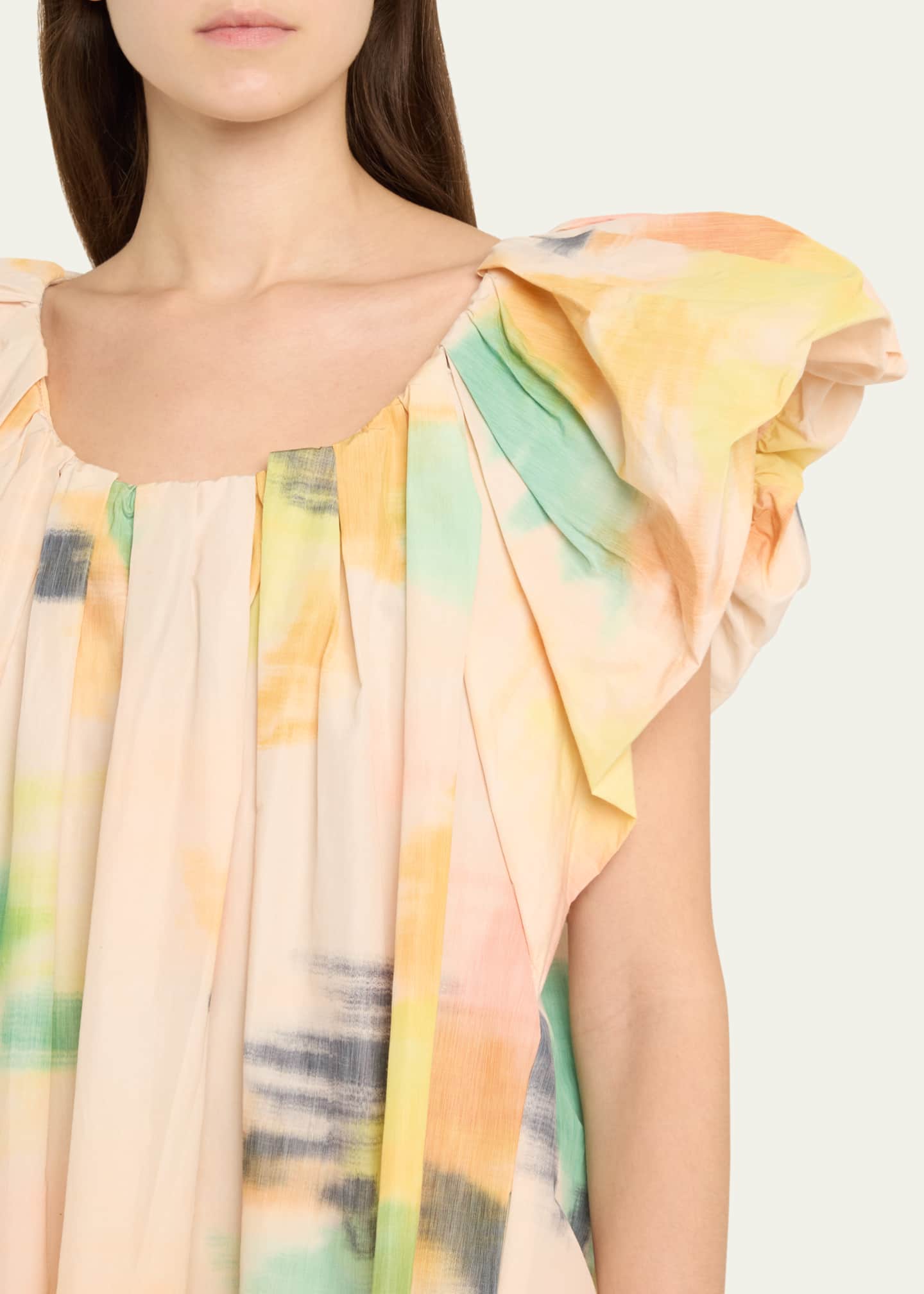 A.L.C. Abi Pleated Puff-Sleeve Mini Dress Image 5 of 5