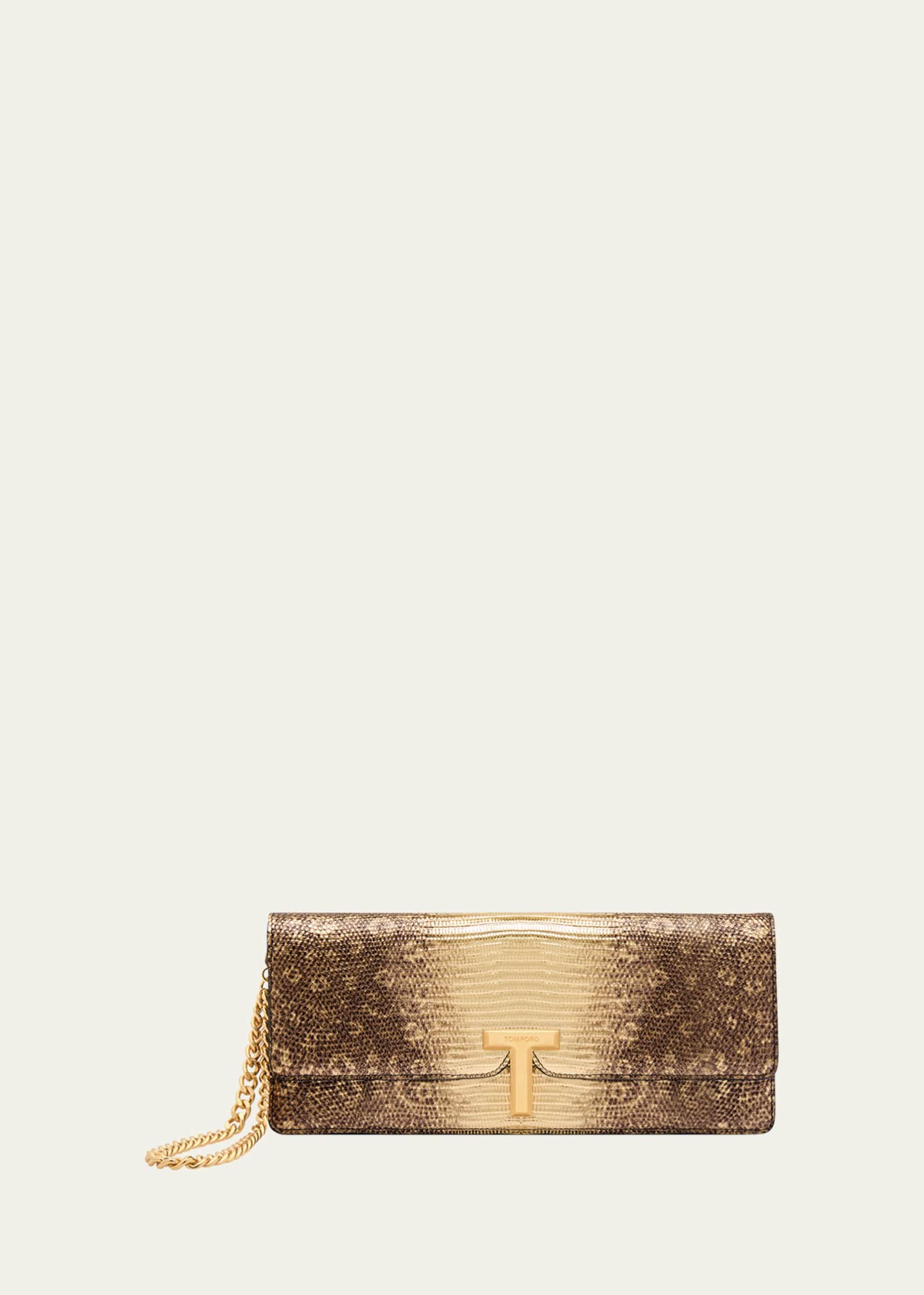 TOM FORD Wallis Clutch Bag in Snakeskin Print Leather