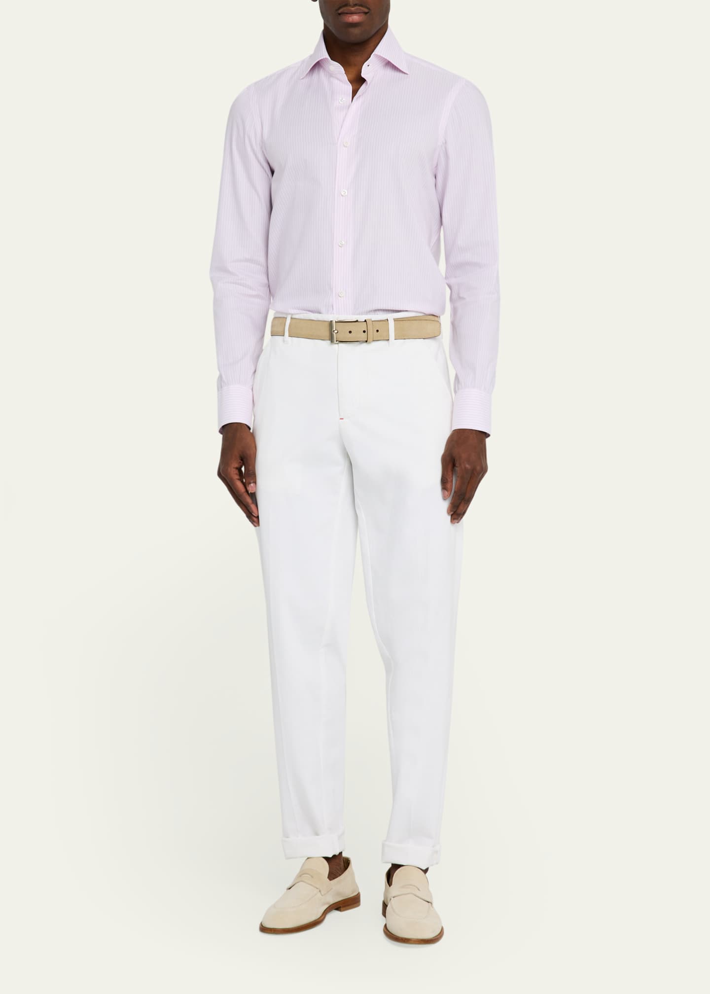 Cesare Attolini Men's Cotton Stripe Sport Shirt Image 2 of 5