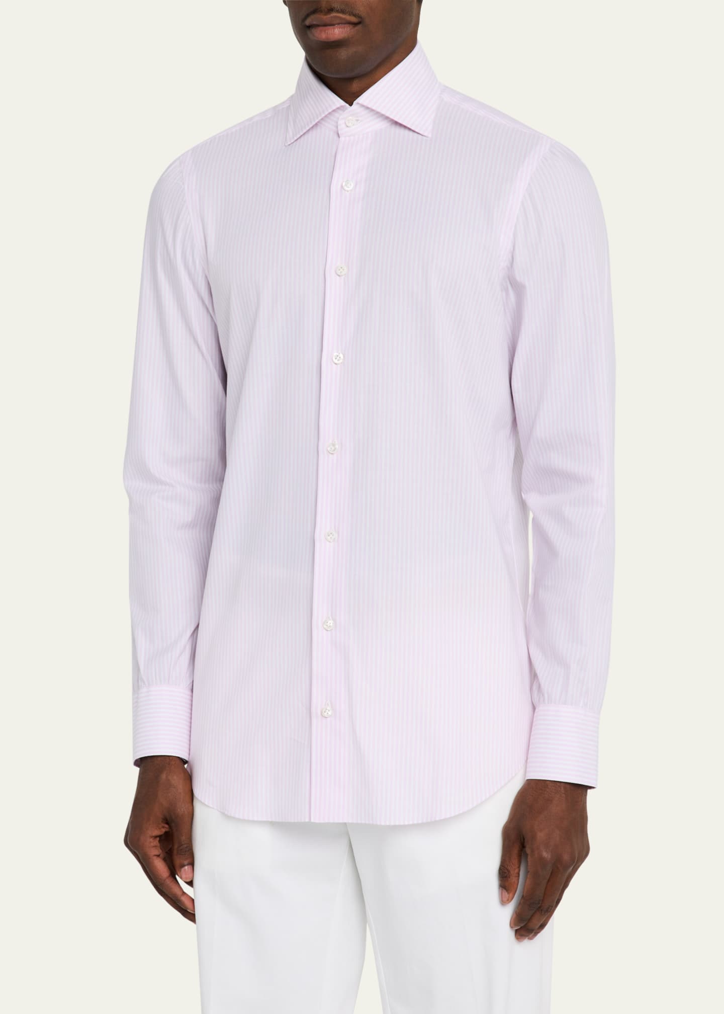 Cesare Attolini Men's Cotton Stripe Sport Shirt Image 4 of 5