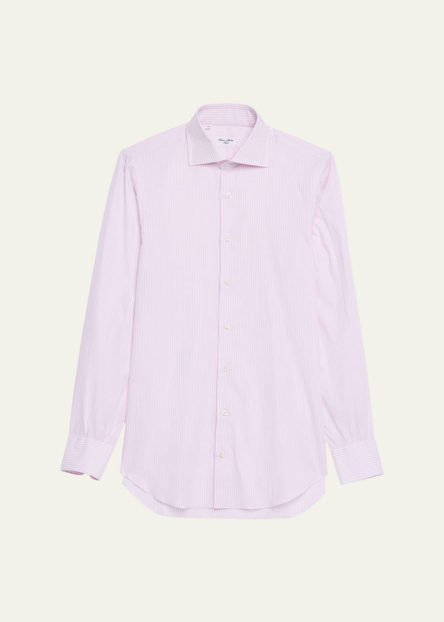 Cesare Attolini Men's Cotton Stripe Sport Shirt Image 1 of 5
