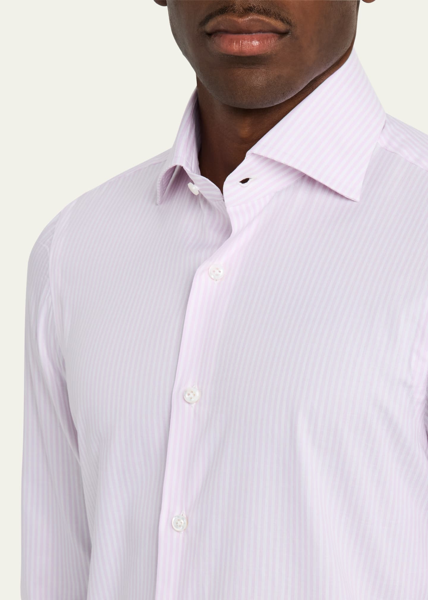 Cesare Attolini Men's Cotton Stripe Sport Shirt Image 5 of 5