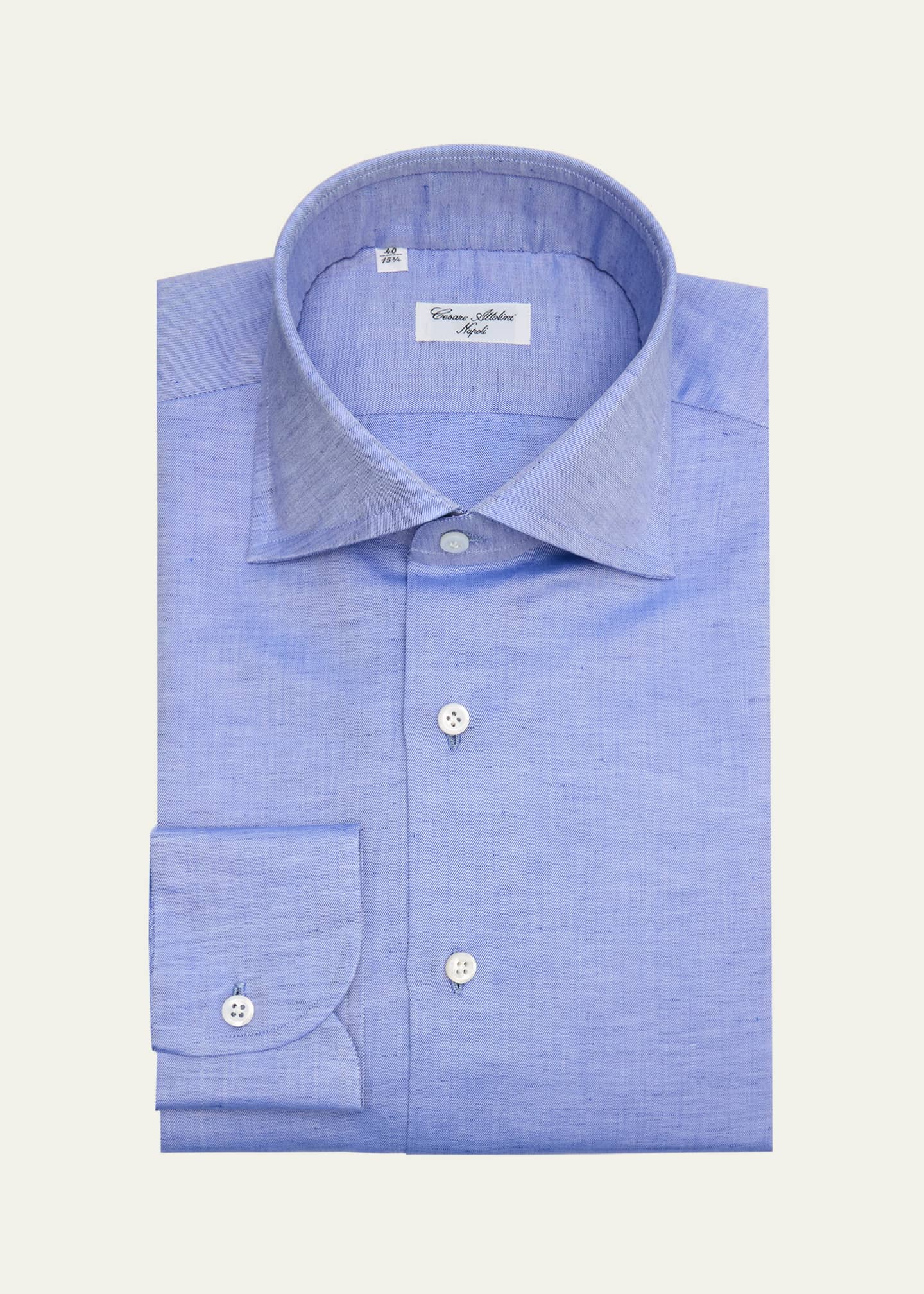 Cesare Attolini Men's Solid Cotton Sport Shirt Image 1 of 2