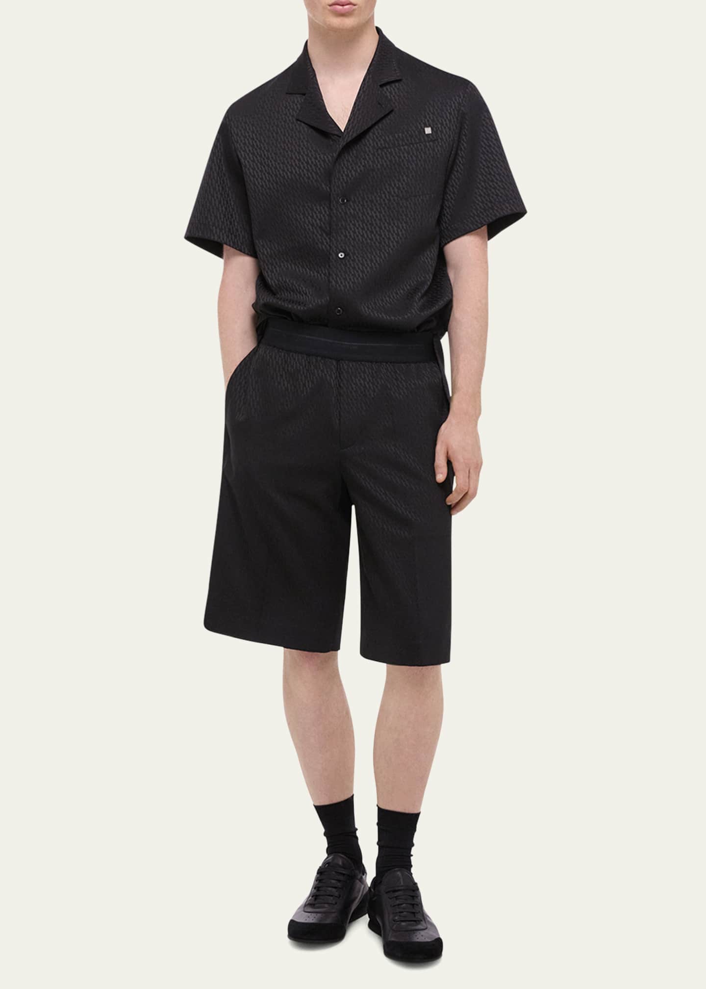Helmut Lang Men's Tonal Monogram Pull-On Shorts Image 2 of 5