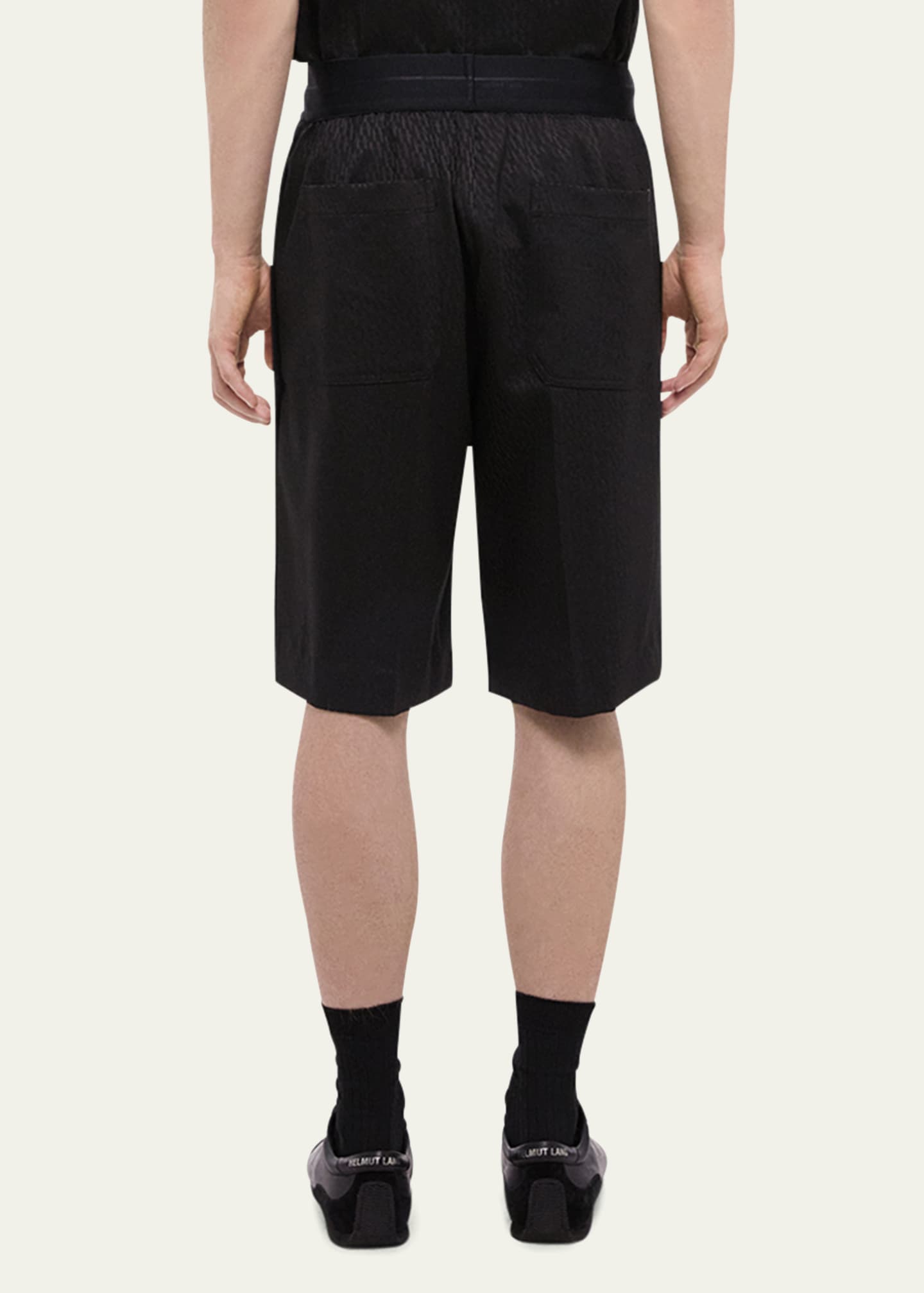 Helmut Lang Men's Tonal Monogram Pull-On Shorts Image 3 of 5