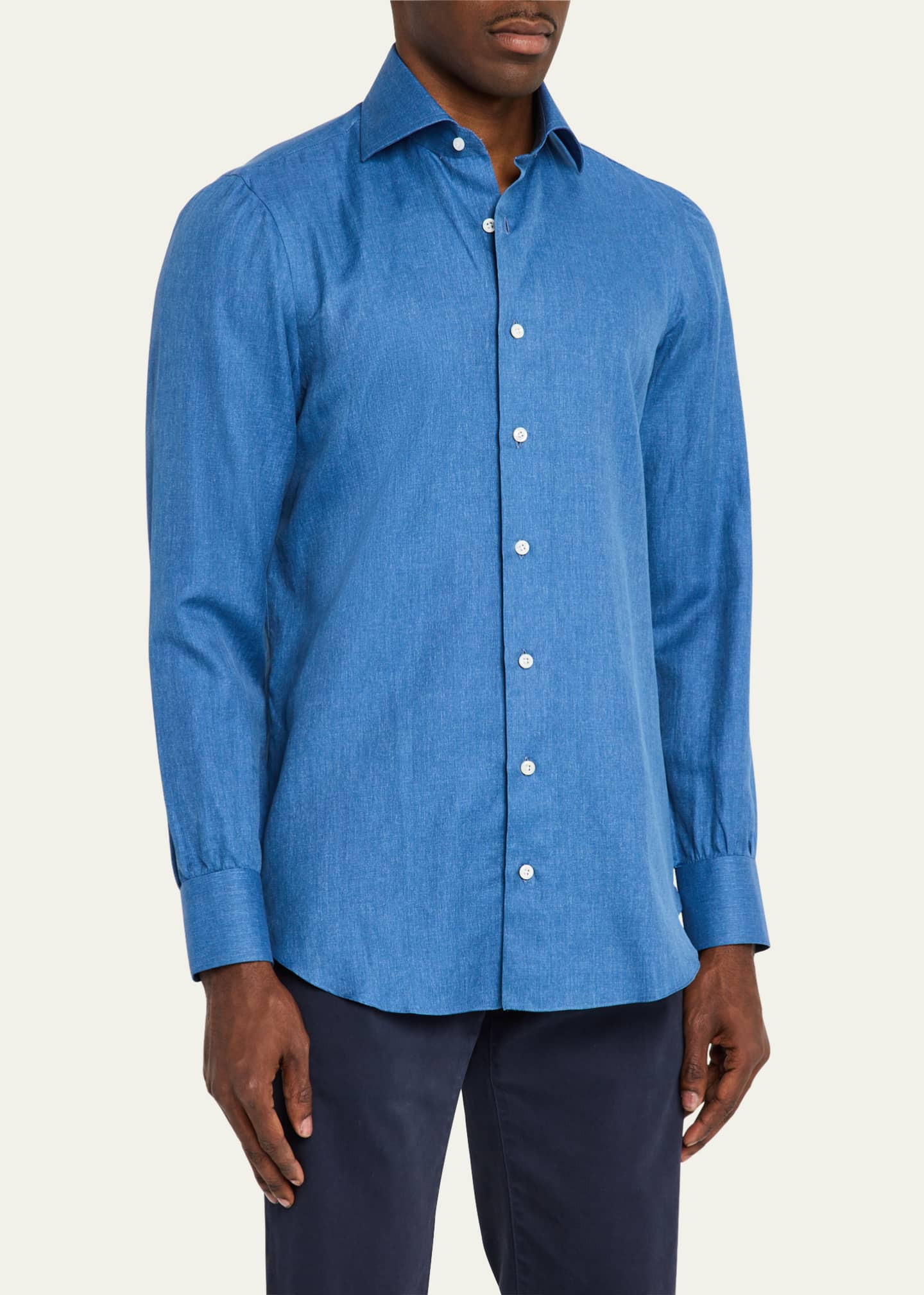 Cesare Attolini Men's Denim Sport Shirt Image 4 of 5
