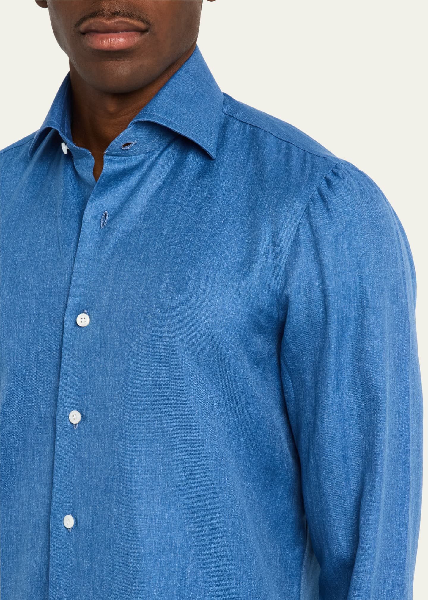 Cesare Attolini Men's Denim Sport Shirt Image 5 of 5