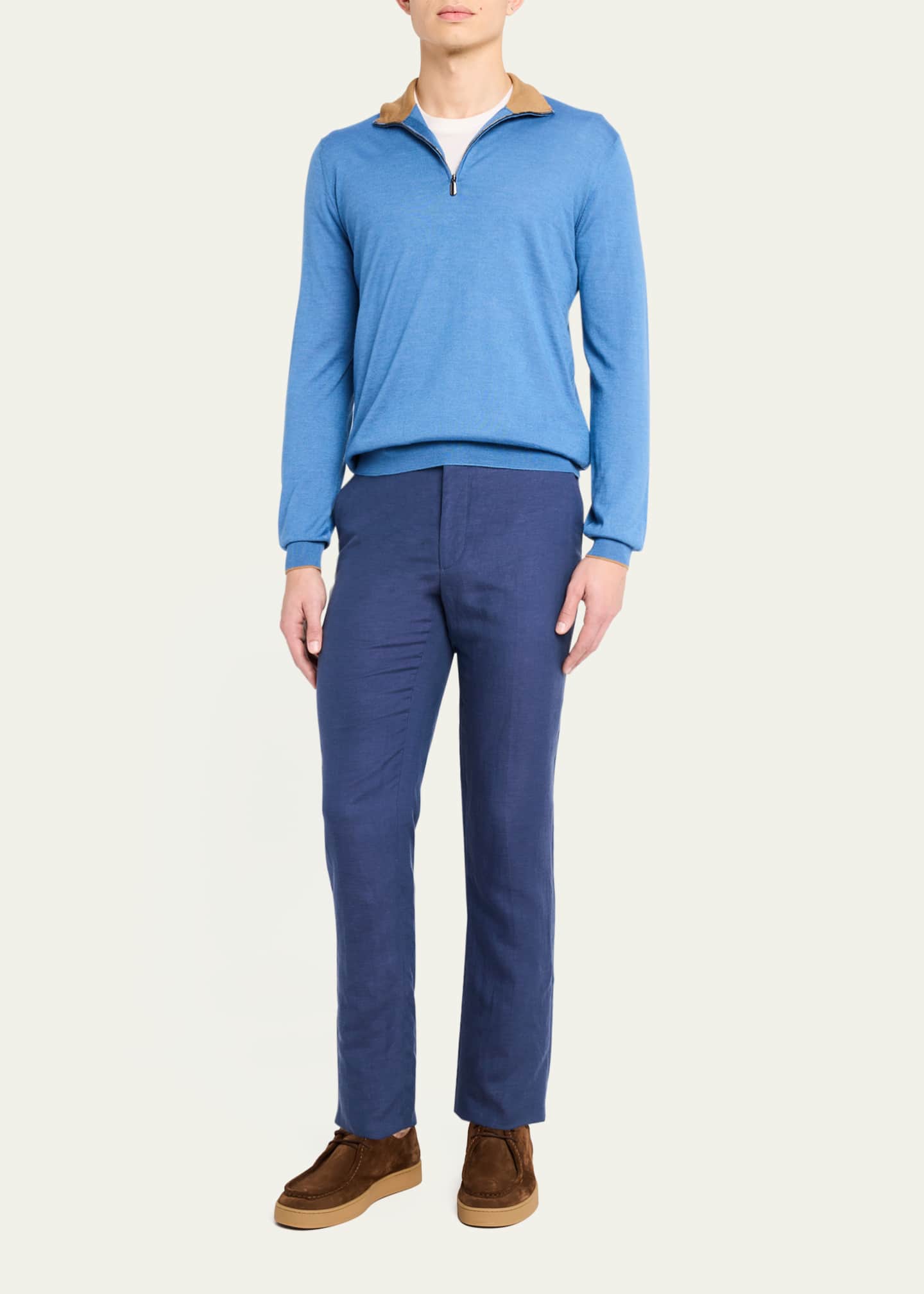 Cesare Attolini Men's Cashmere and Silk Half-Zip Sweater Image 2 of 5