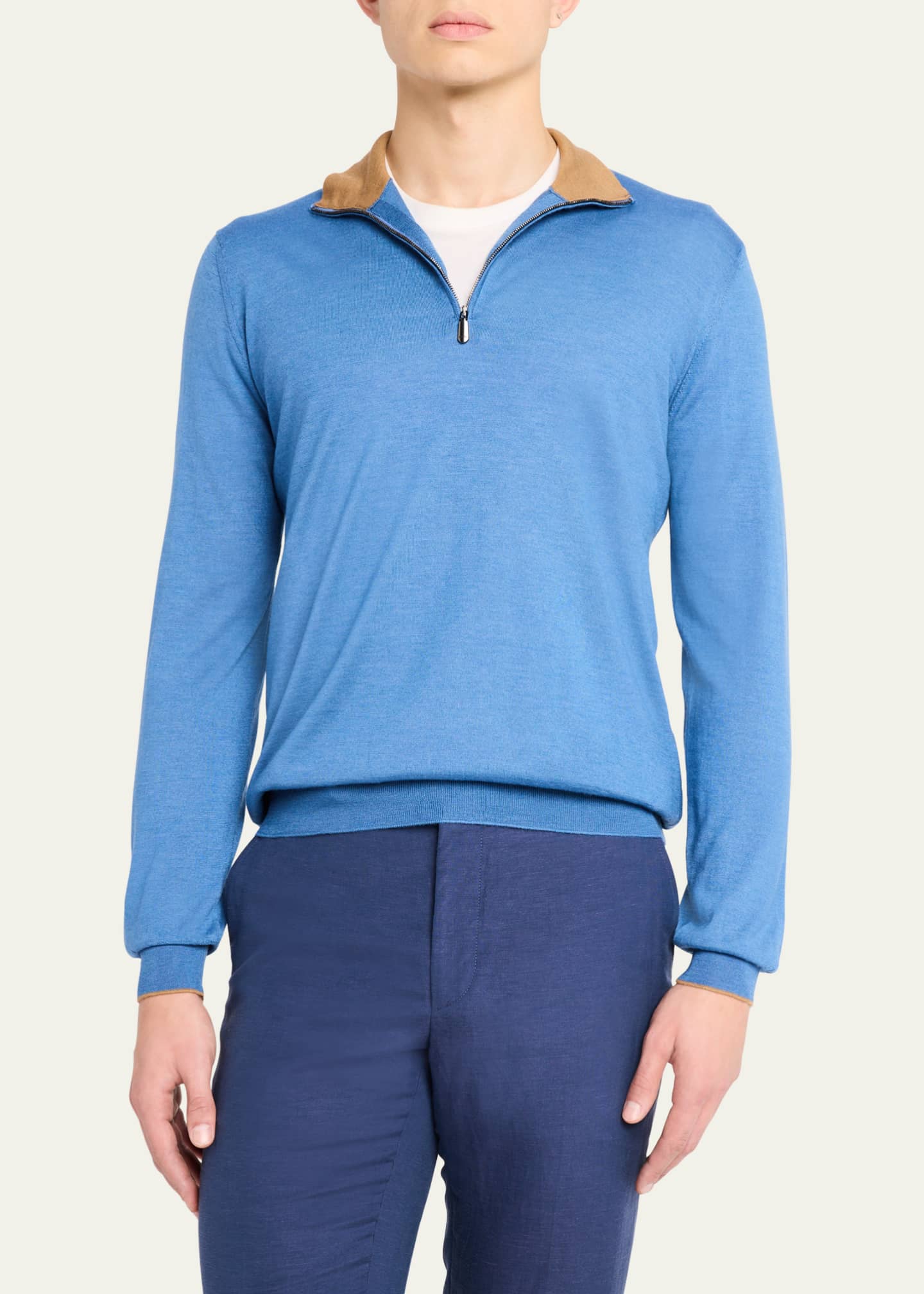 Cesare Attolini Men's Cashmere and Silk Half-Zip Sweater Image 4 of 5