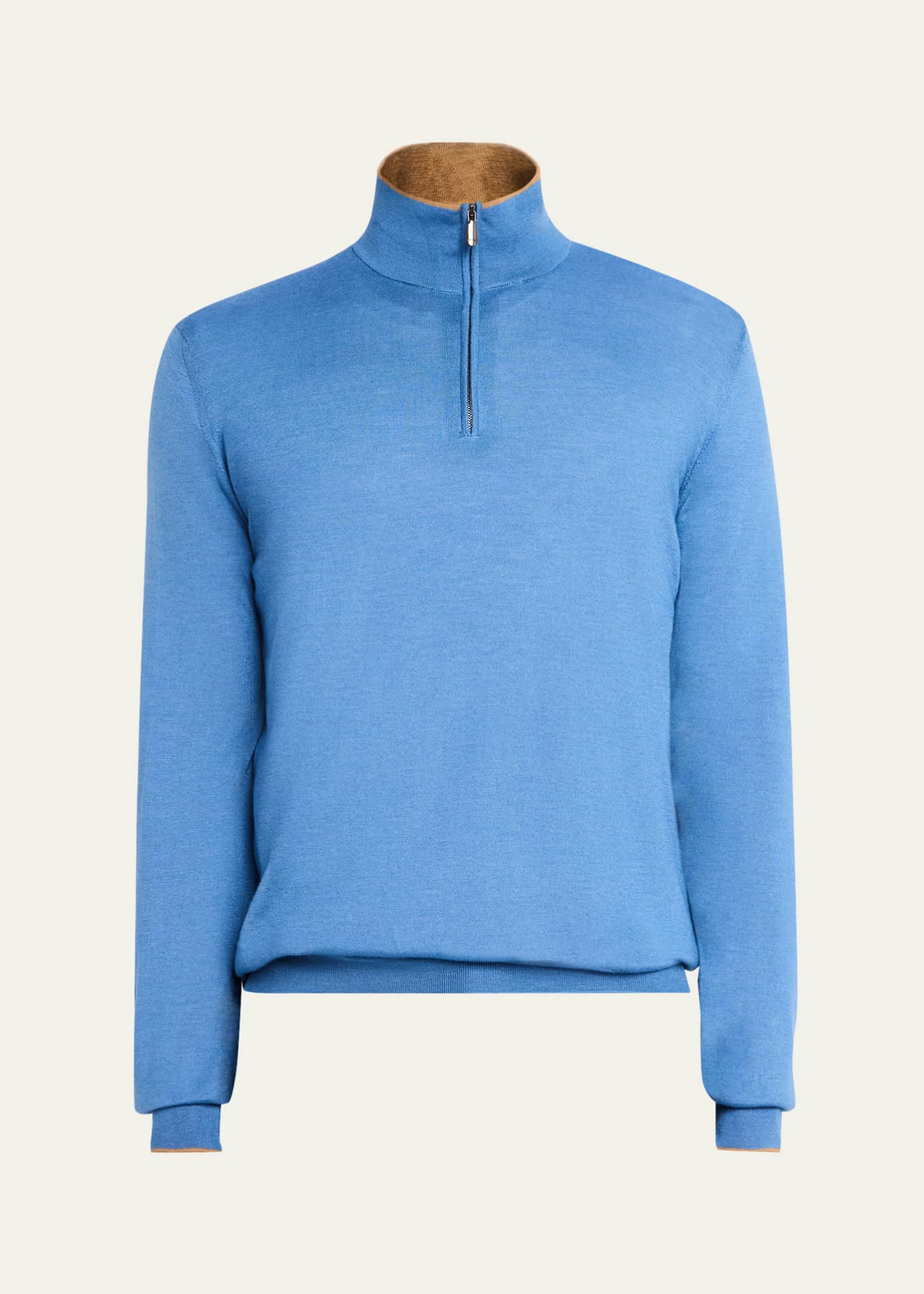 Cesare Attolini Men's Cashmere and Silk Half-Zip Sweater Image 1 of 5