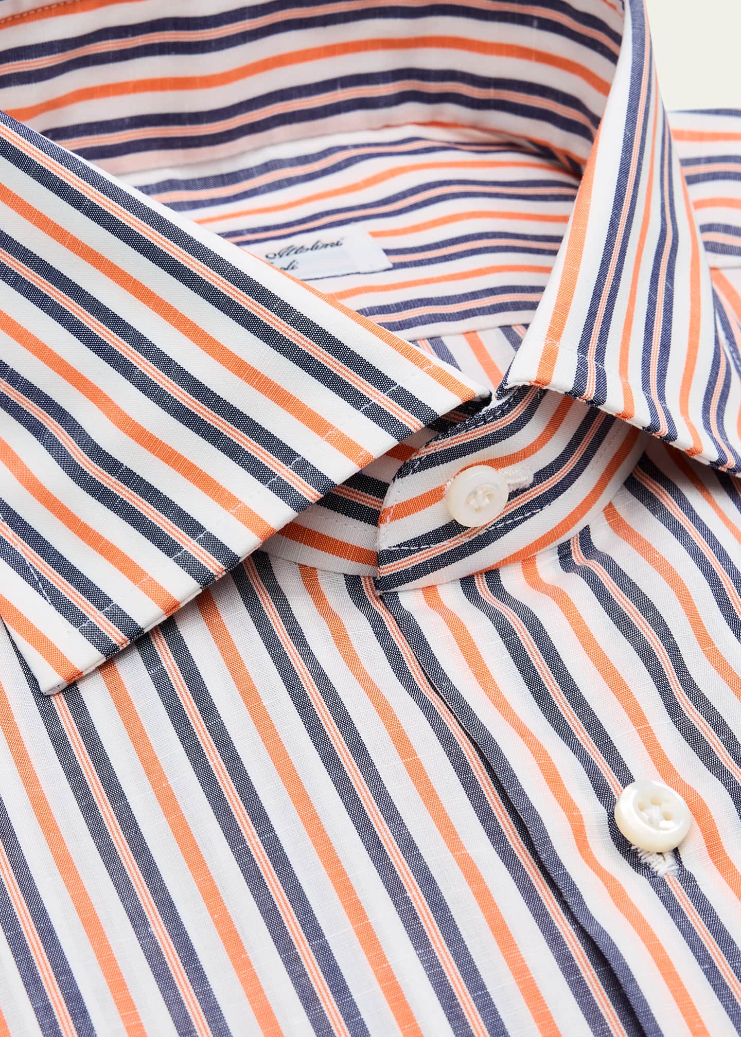 Cesare Attolini Men's Cotton and Linen Multi-Stripe Sport Shirt Image 2 of 2