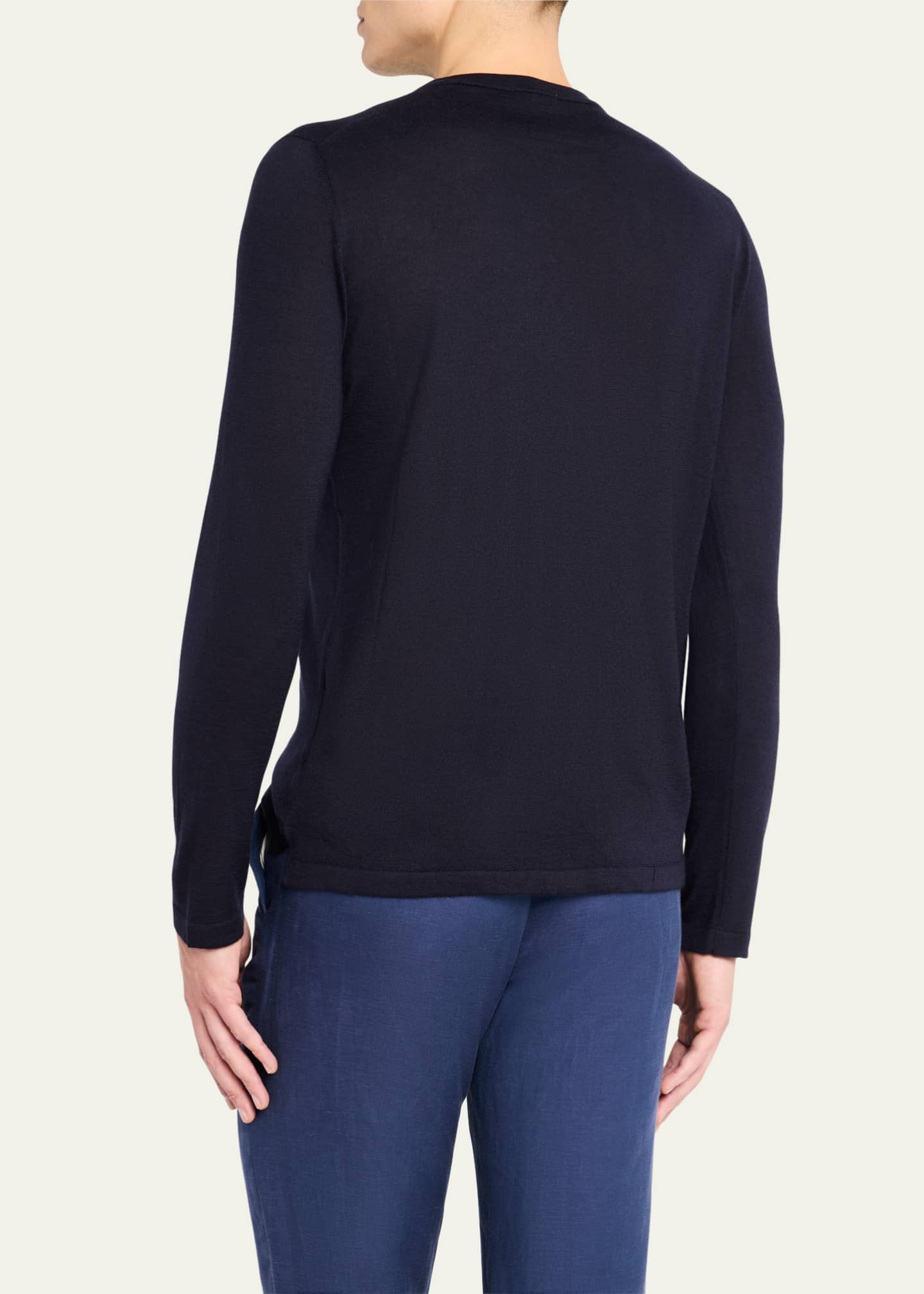Cesare Attolini Men's Cashmere and Silk Crewneck Sweater Image 3 of 5