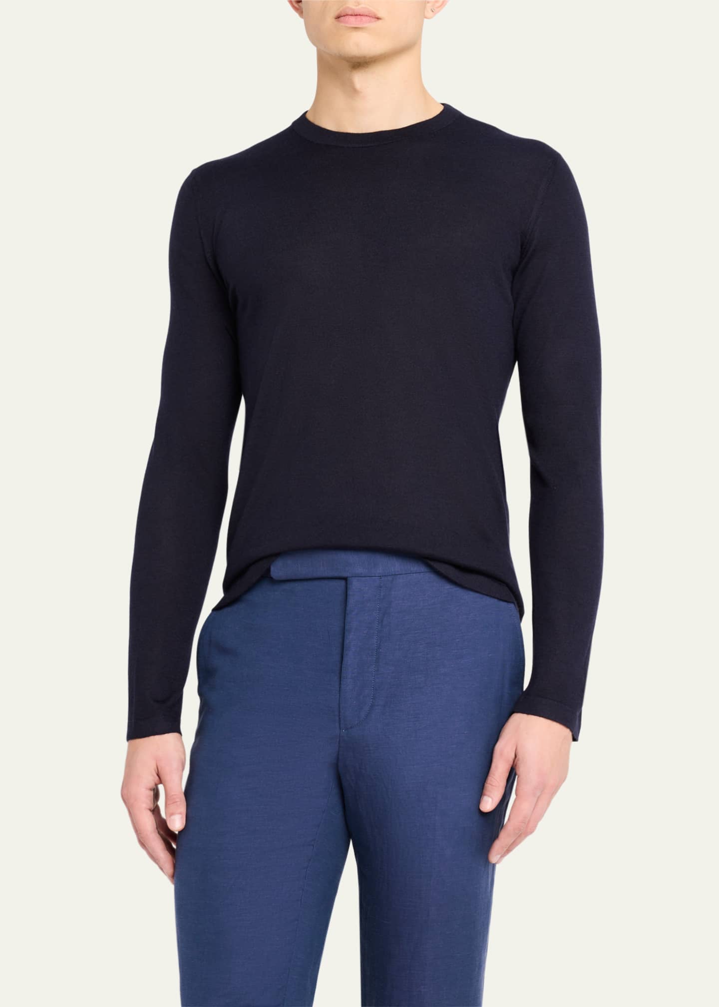 Cesare Attolini Men's Cashmere and Silk Crewneck Sweater Image 4 of 5