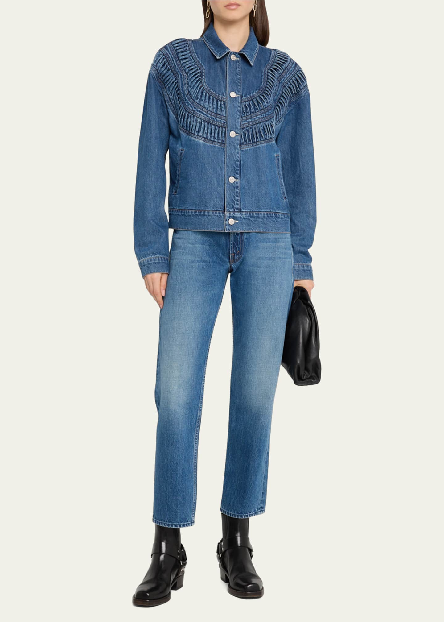MOTHER The Loop De Loop Shirred Denim Jacket Image 2 of 5
