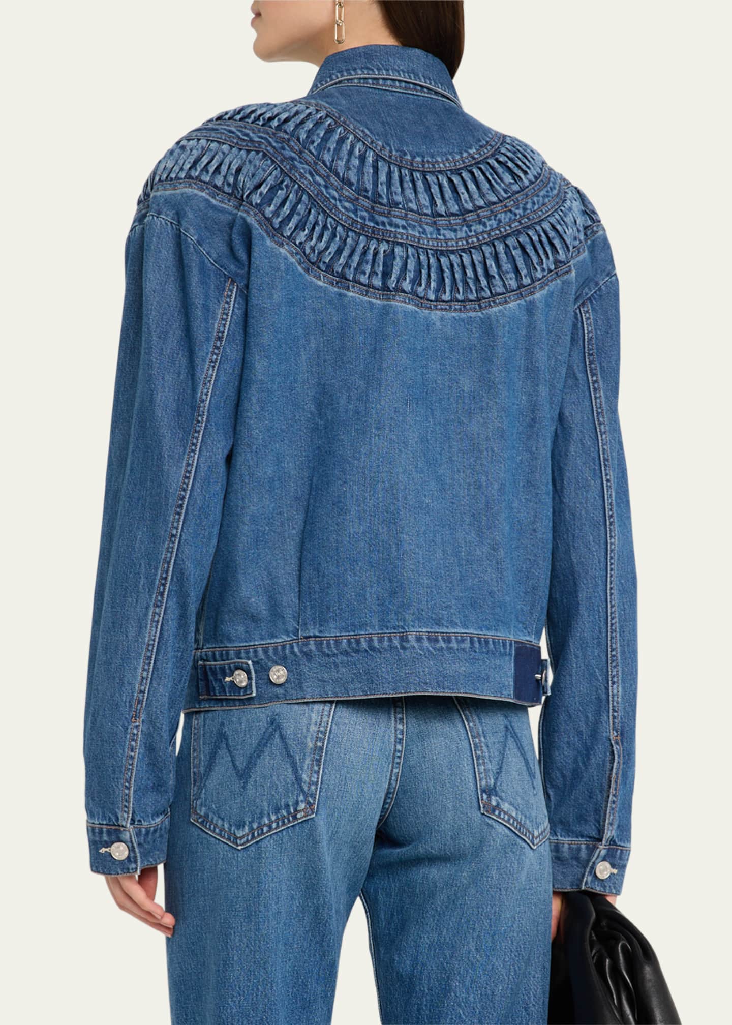 MOTHER The Loop De Loop Shirred Denim Jacket Image 3 of 5