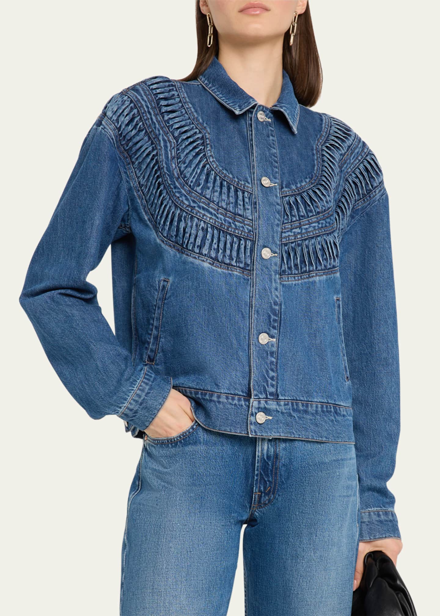 MOTHER The Loop De Loop Shirred Denim Jacket Image 4 of 5