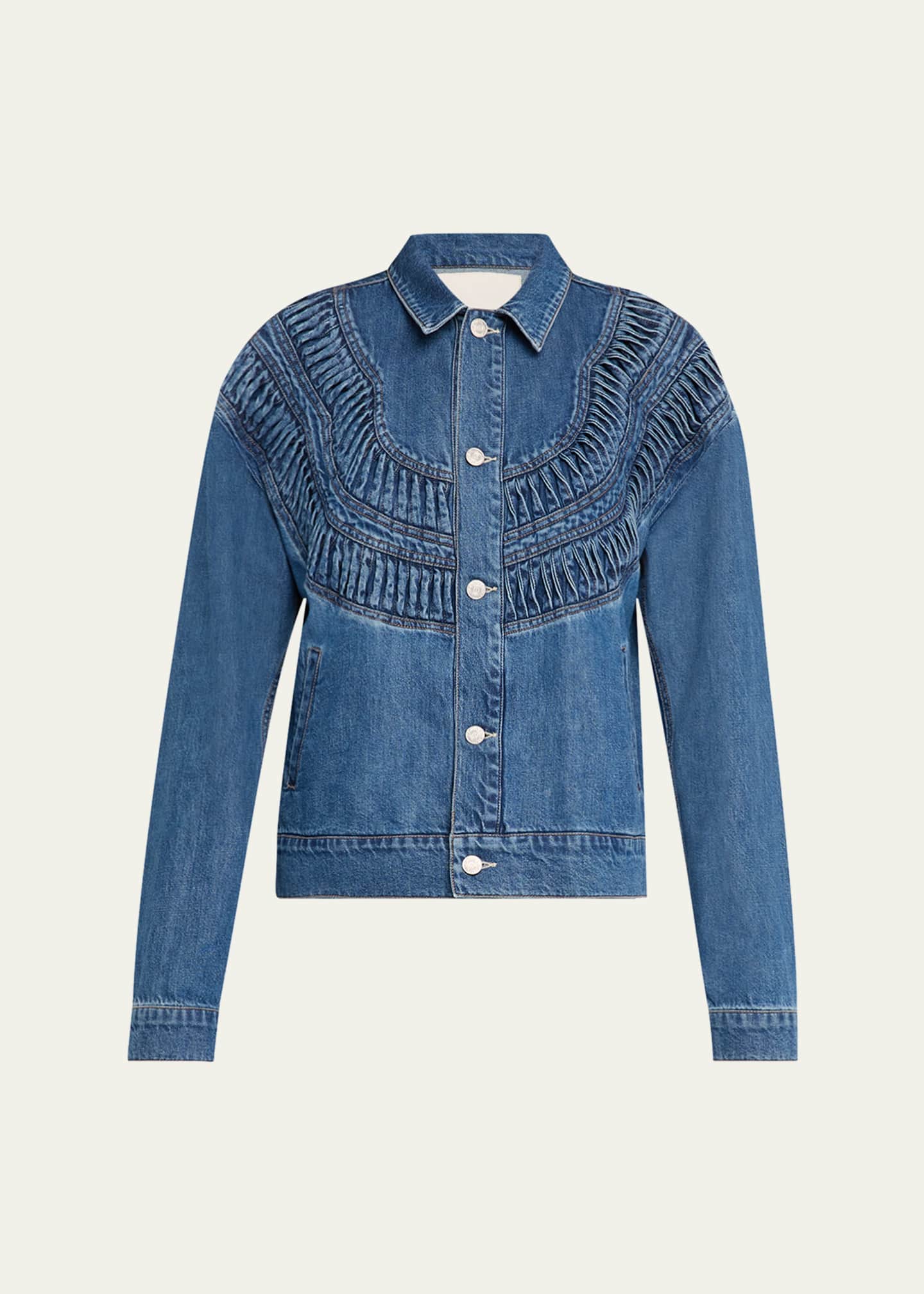 MOTHER The Loop De Loop Shirred Denim Jacket Image 1 of 5