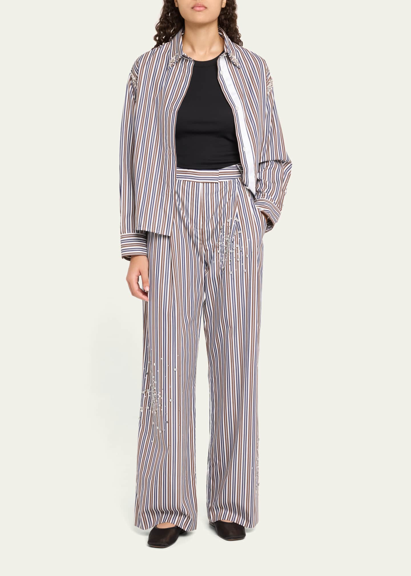 Embellished Wide-Leg Suit Pants - Thumbnail 2