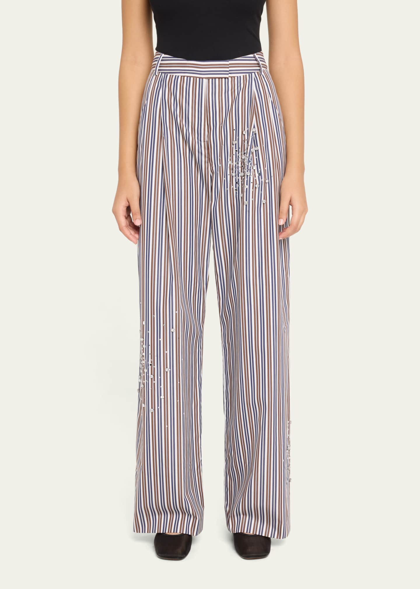 Embellished Wide-Leg Suit Pants - Thumbnail 4