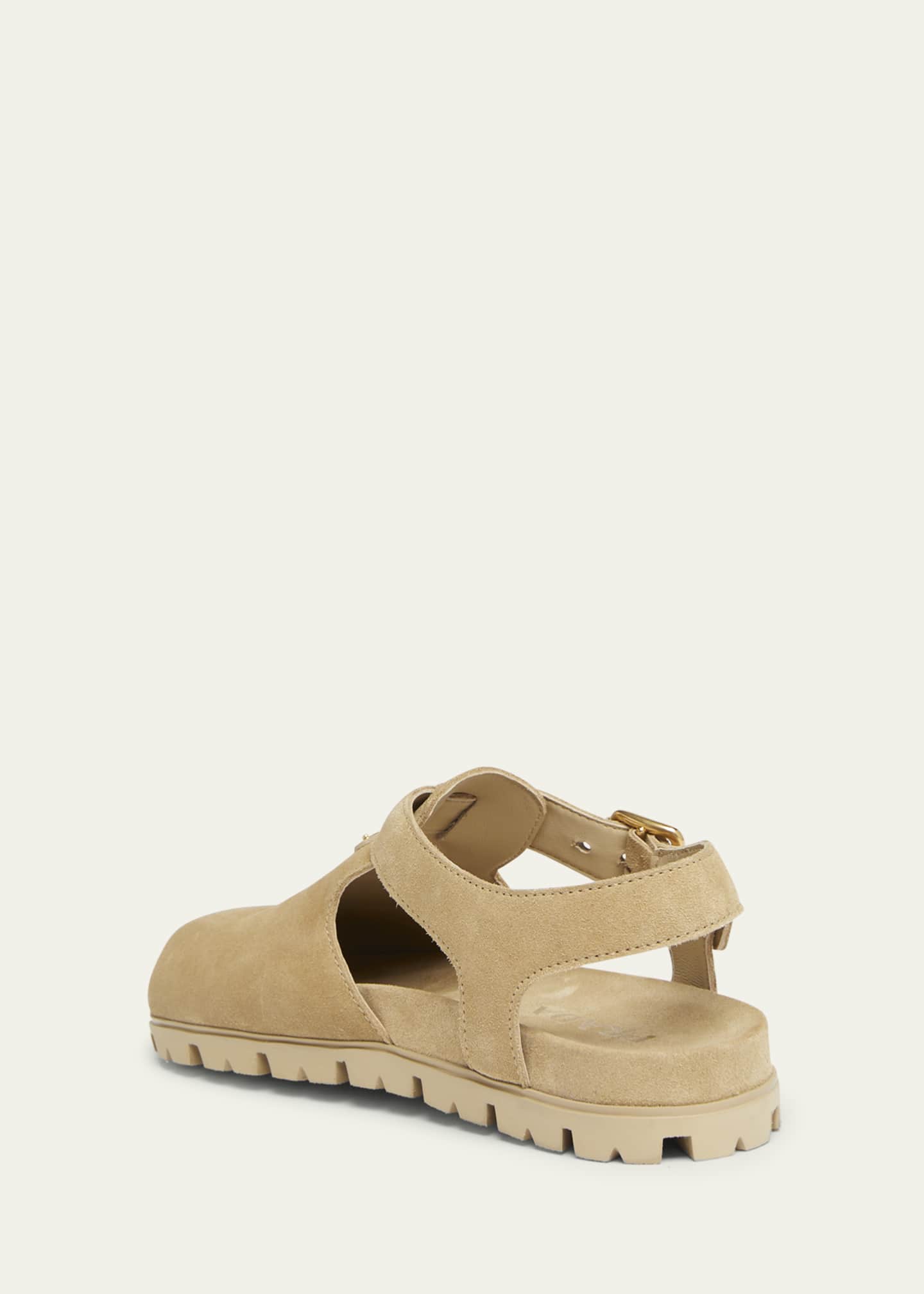 Prada Fussbett Suede Buckle Clogs Image 2 of 3
