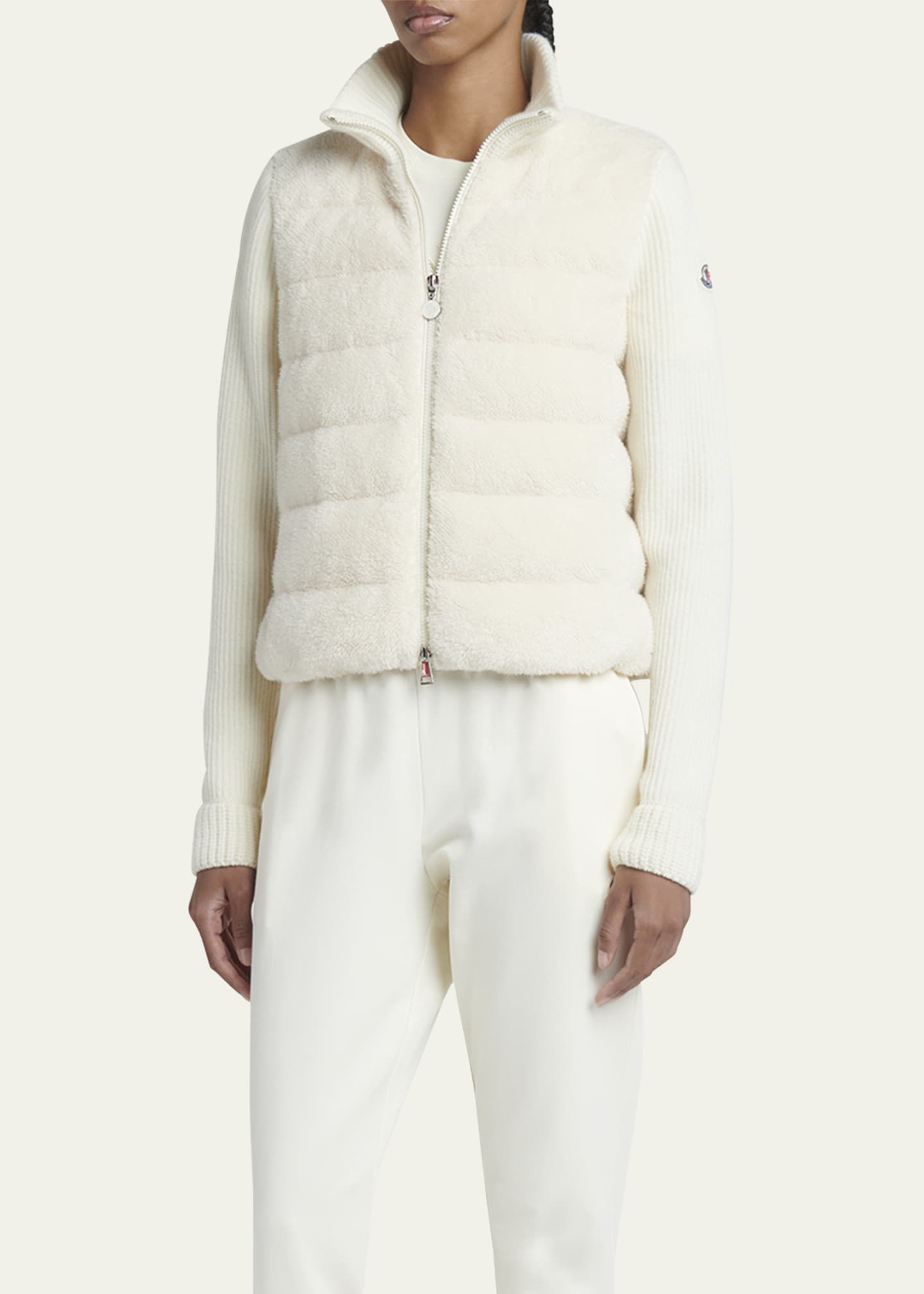 Moncler Quilted Combo Zip-Front Cardigan - Bergdorf Goodman