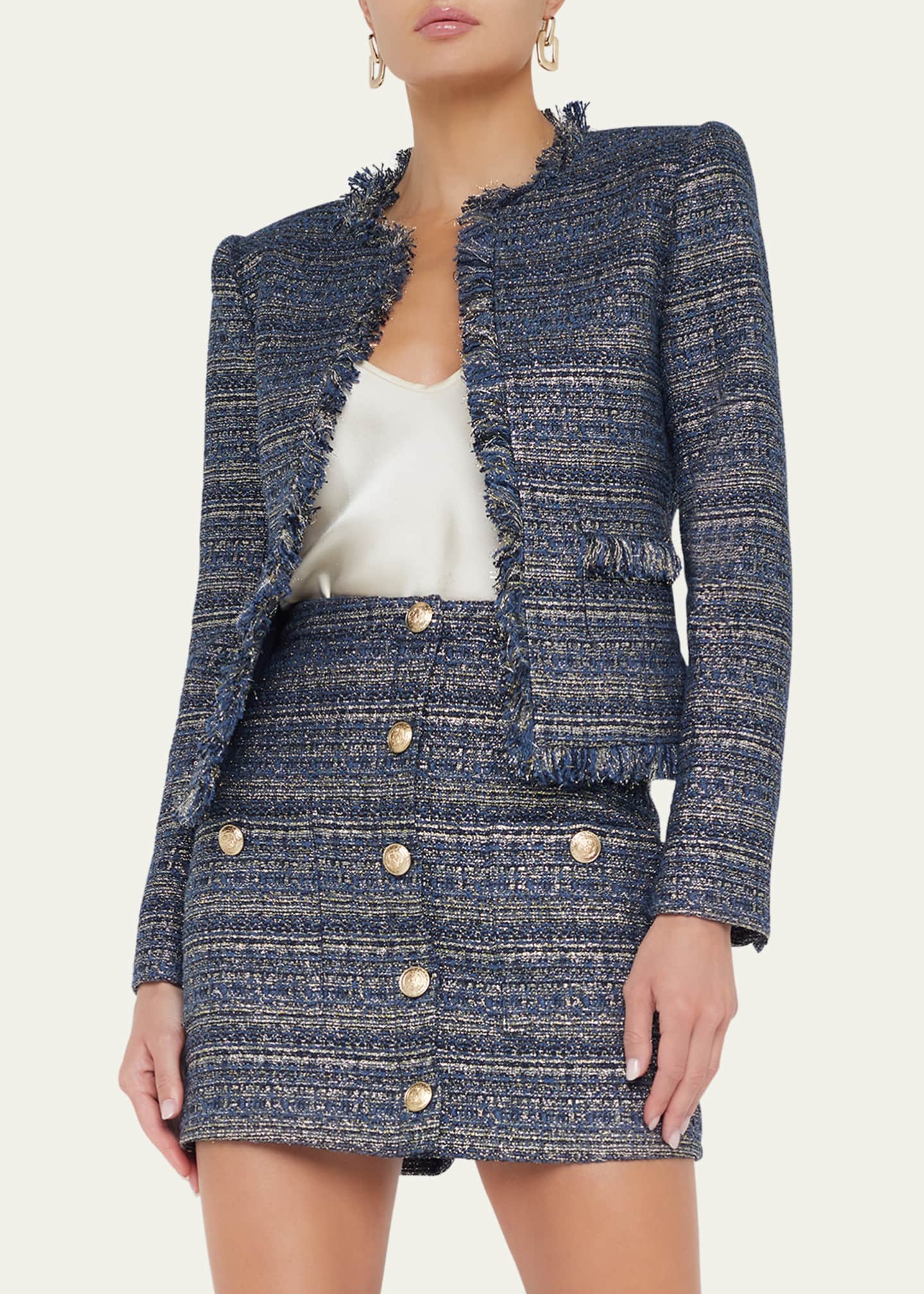 L'Agence Angelina Metallic Tweed Jacket Image 4 of 5