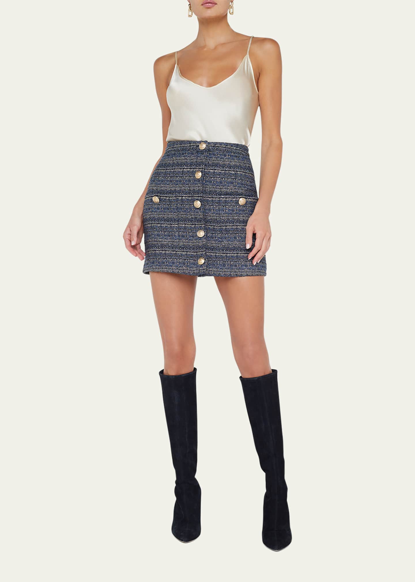 L'Agence Zander Metallic Tweed Mini Skirt Image 2 of 5