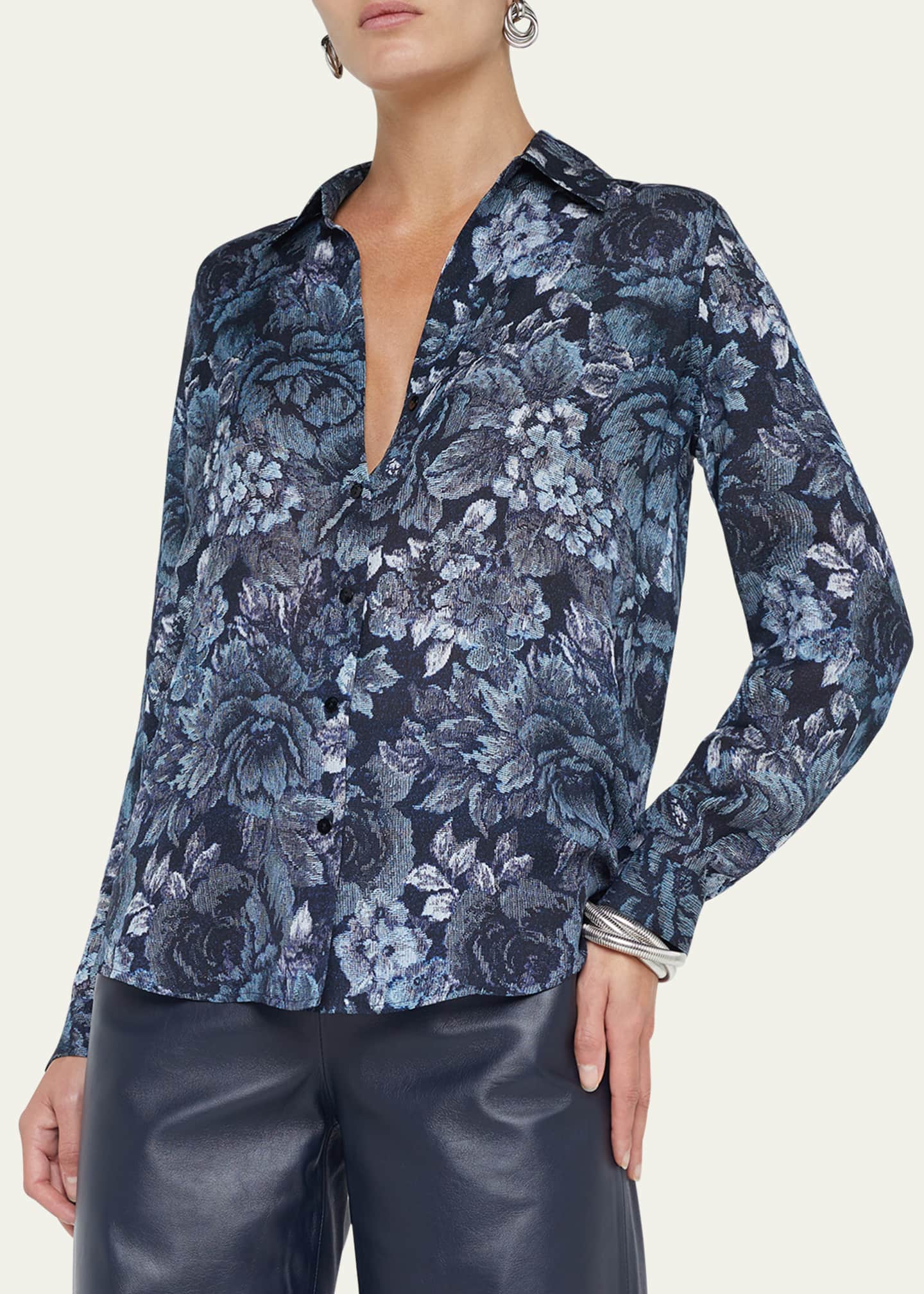 L'Agence Nina Floral Silk Blouse Image 4 of 5